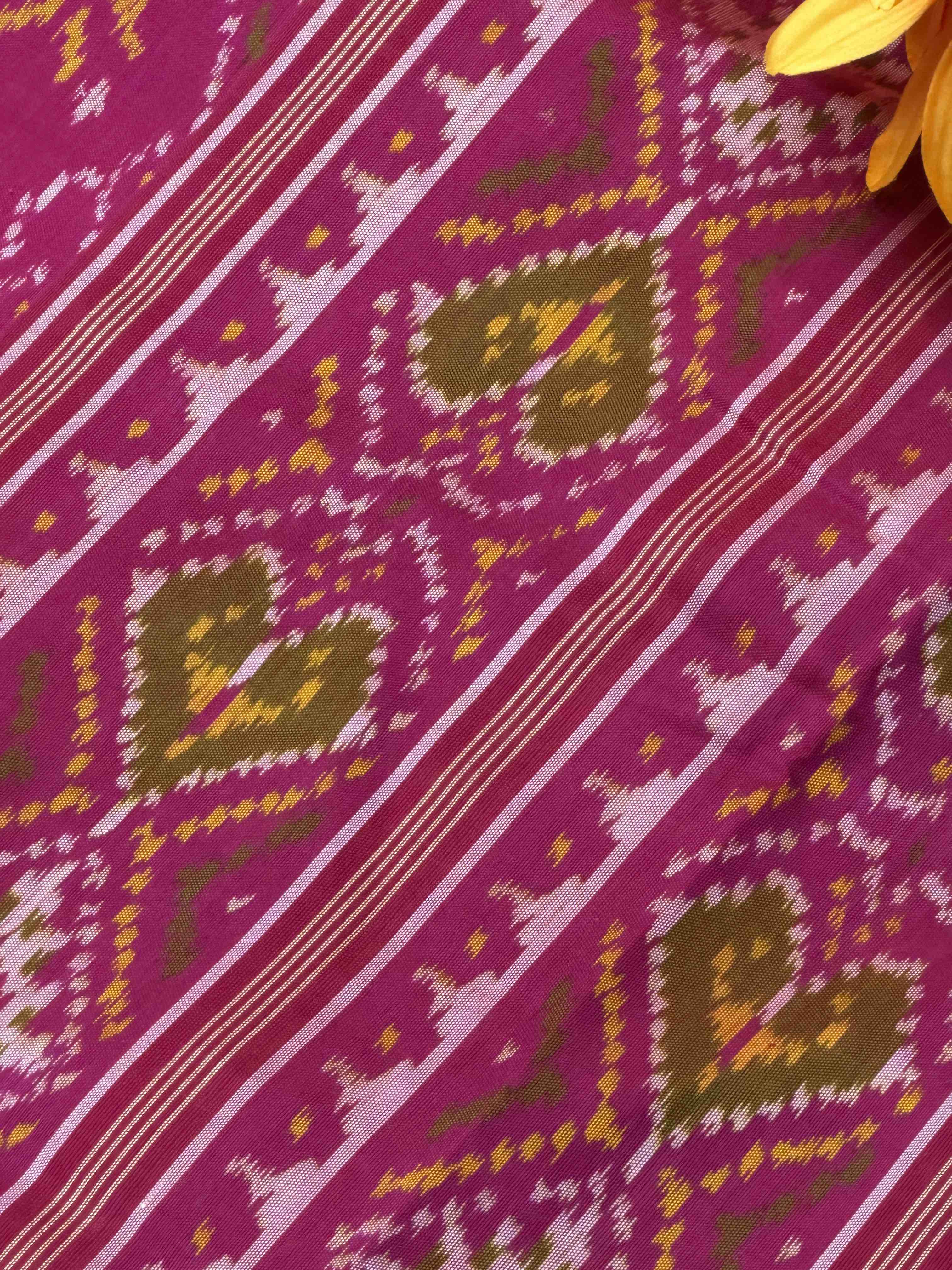 Pink Manekchawk tissue border rajkot patola saree