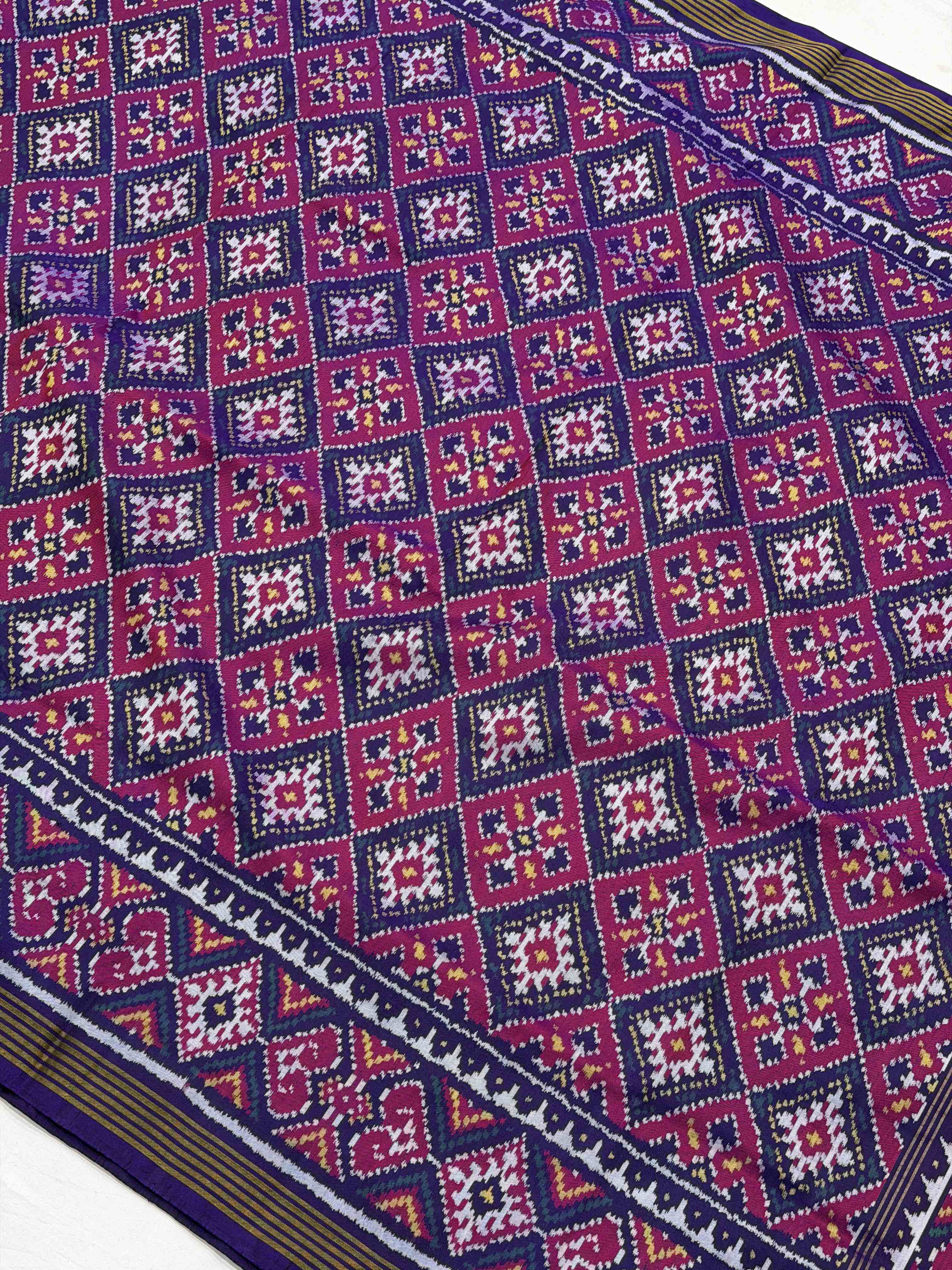 Purple pink panchanda Single Ikat Patan Patola