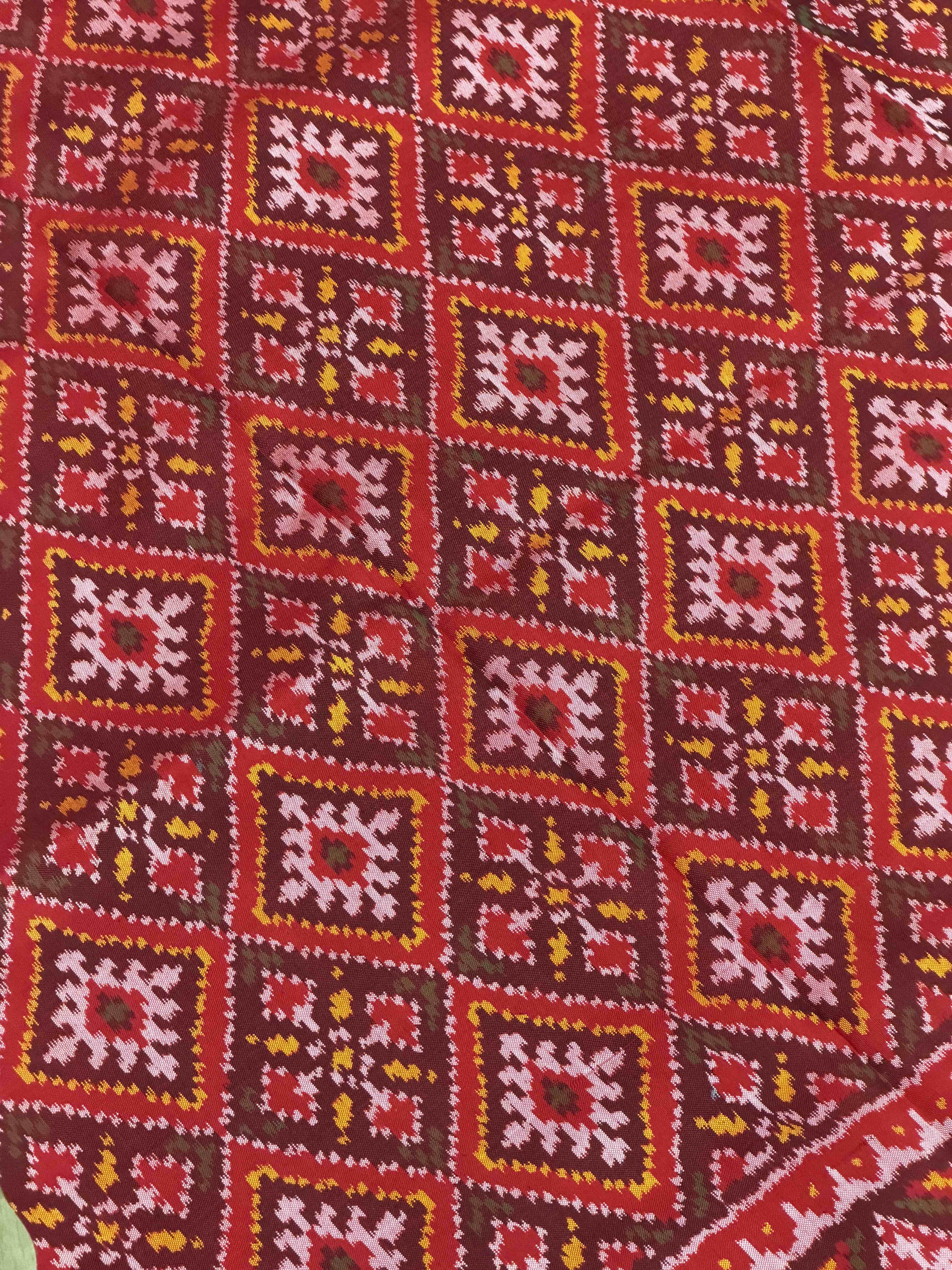 Red & brown panchanda single ikat patan patola