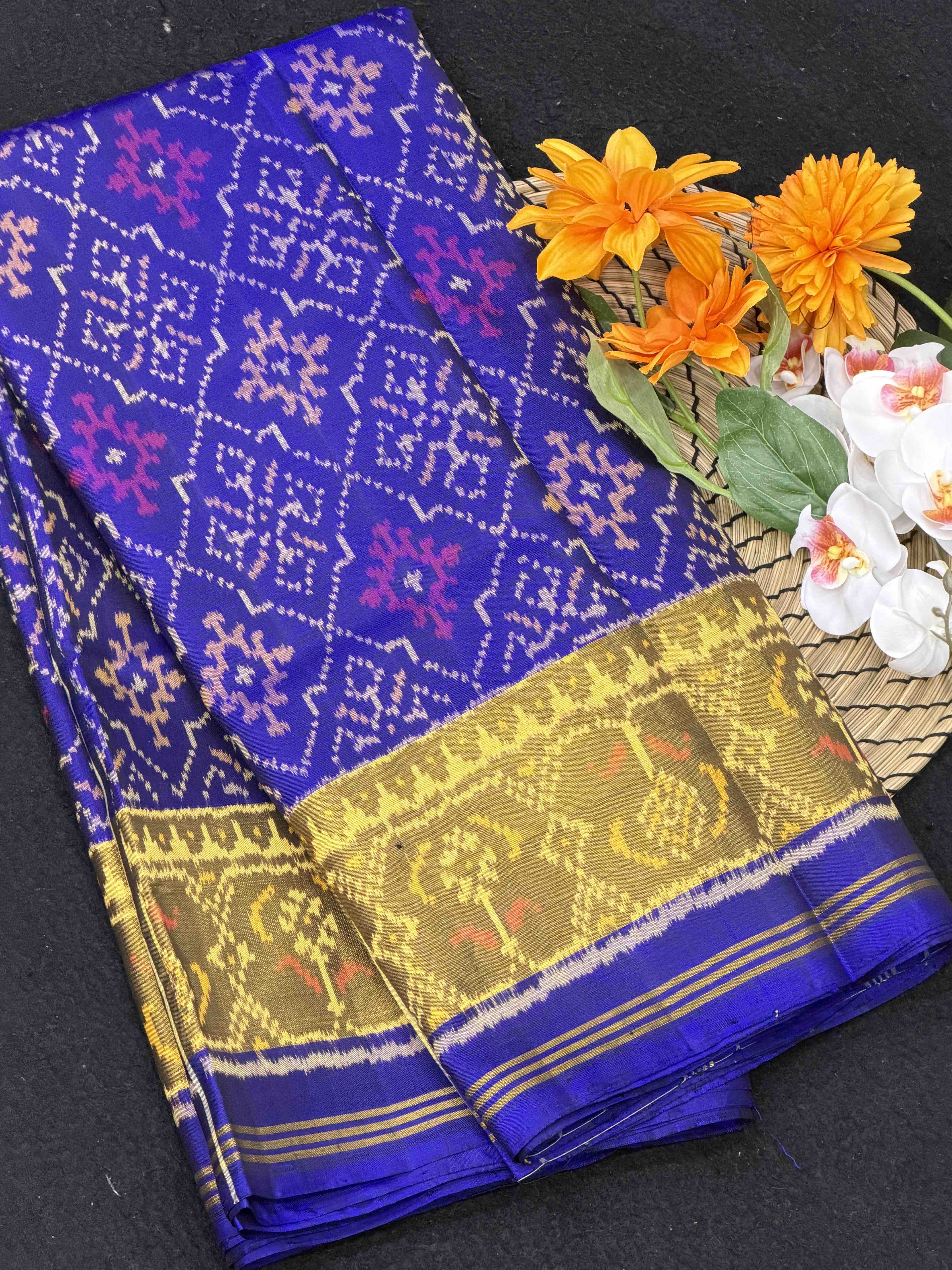 Blue chandabhat Rajkoti Patola Saree