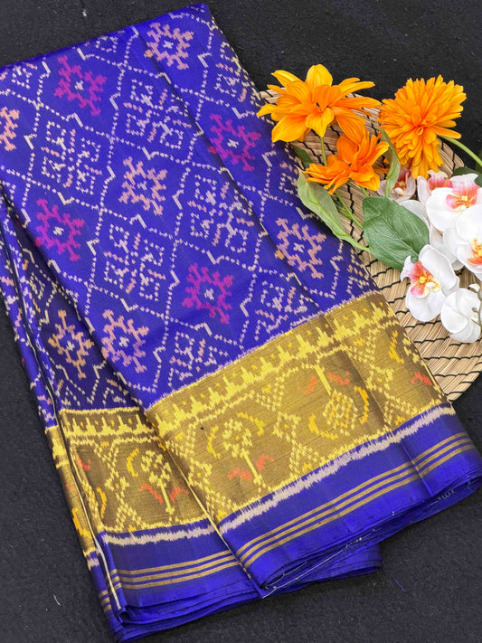 Blue chandabhat Rajkoti Patola Saree