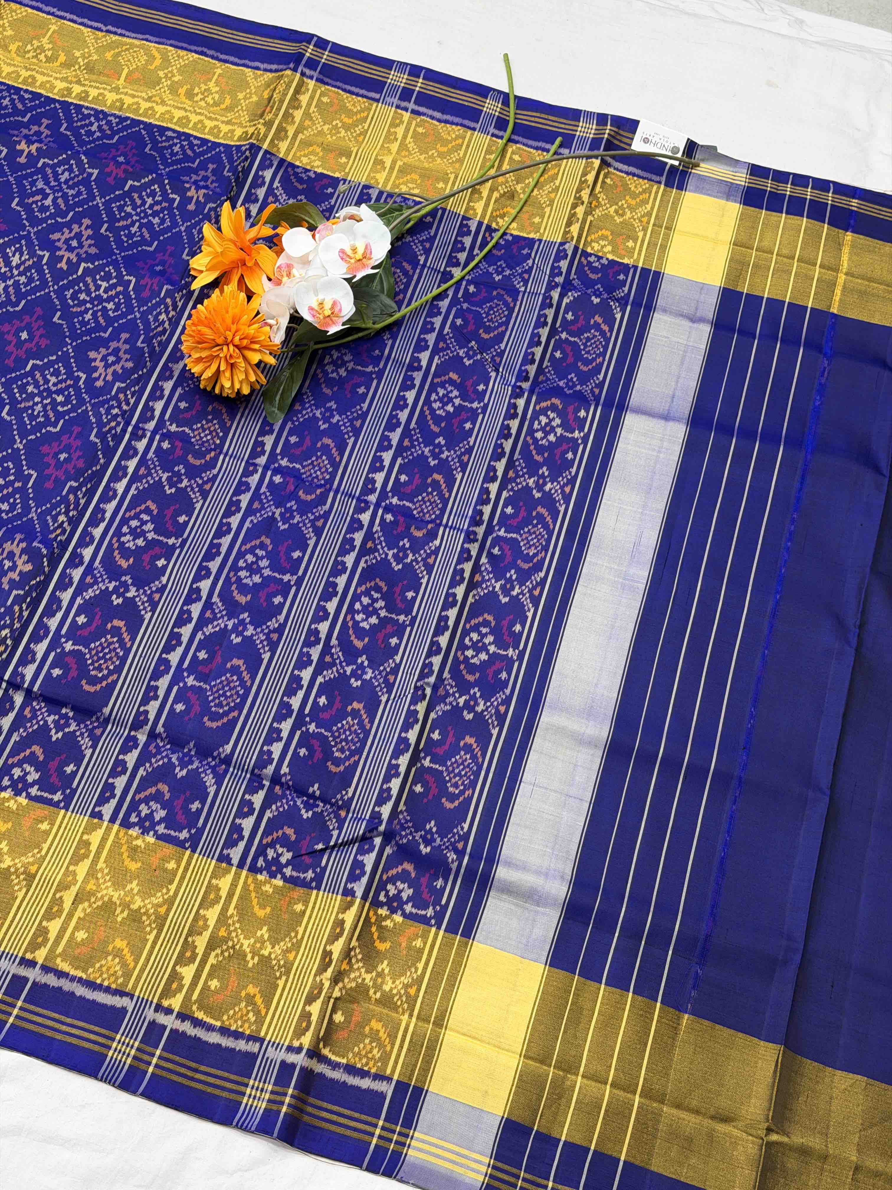 Blue chandabhat Rajkoti Patola Saree