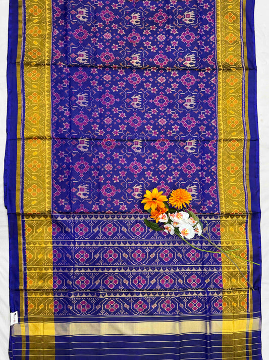 Blue Navaratan Narikunj Mix Tissue Border Patola Saree