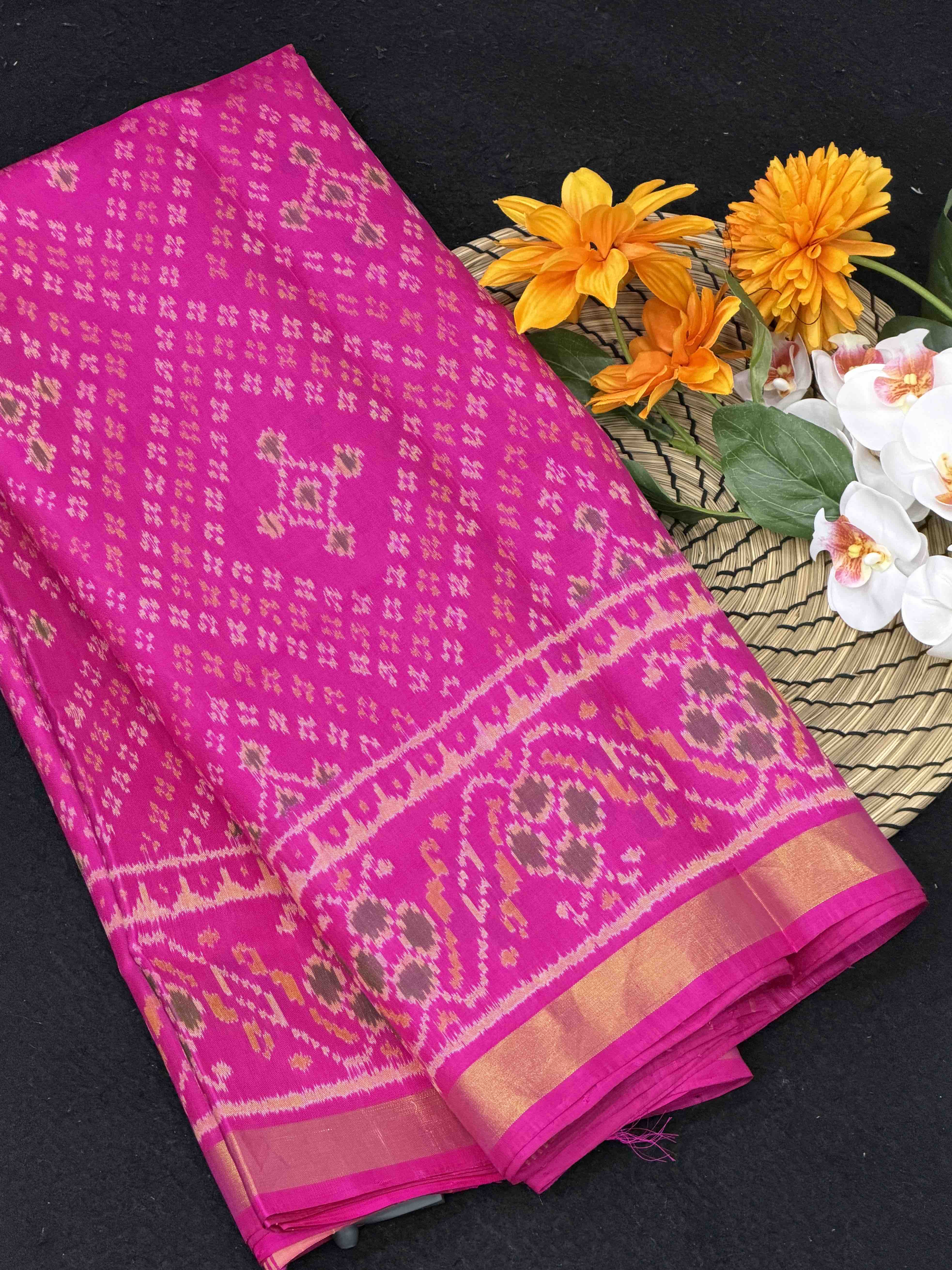 Pink Bandhani Design Rajkot Patola Saree