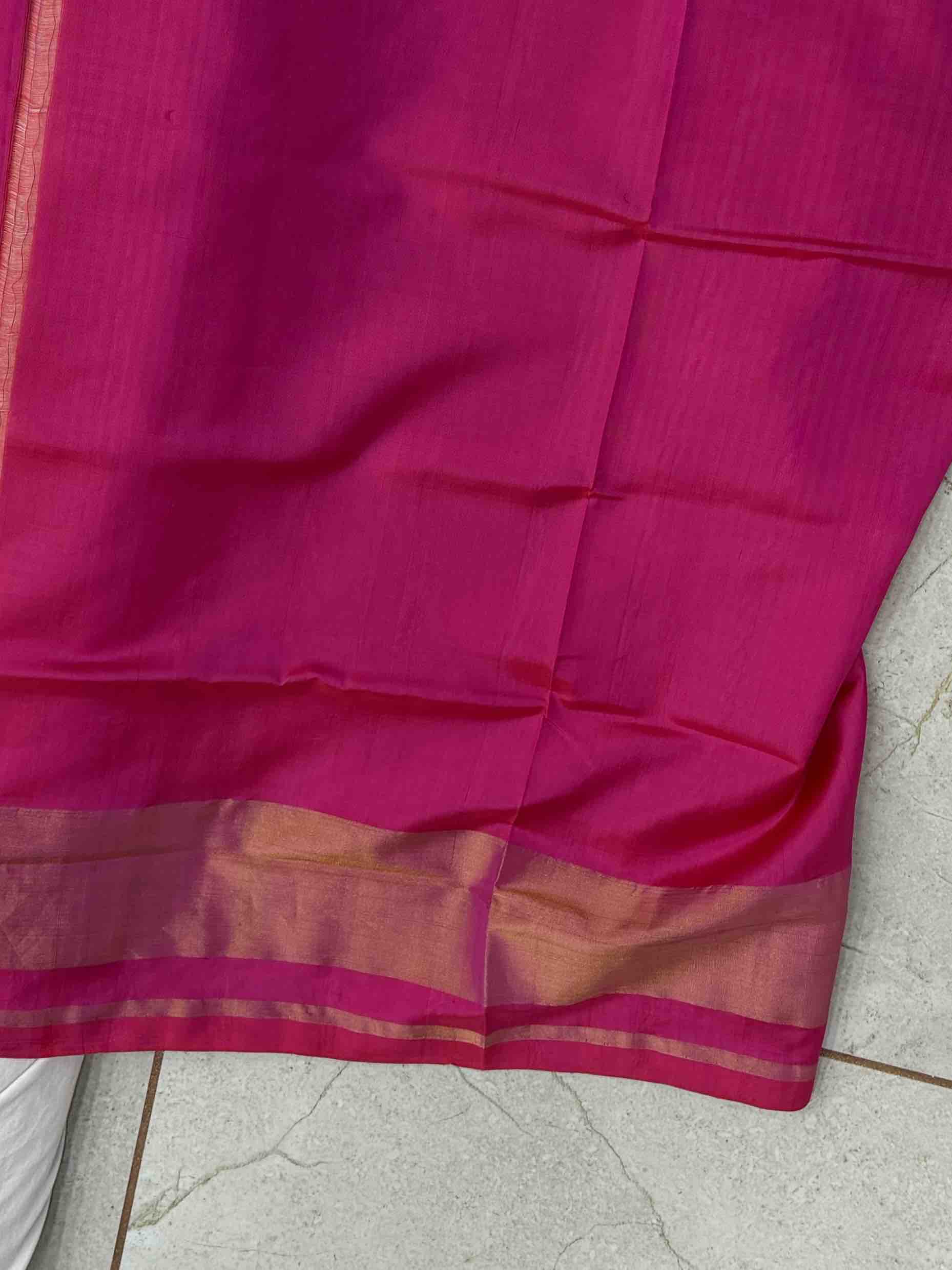 Glossy pink chhabdi Hathi rajkoti Patola Saree
