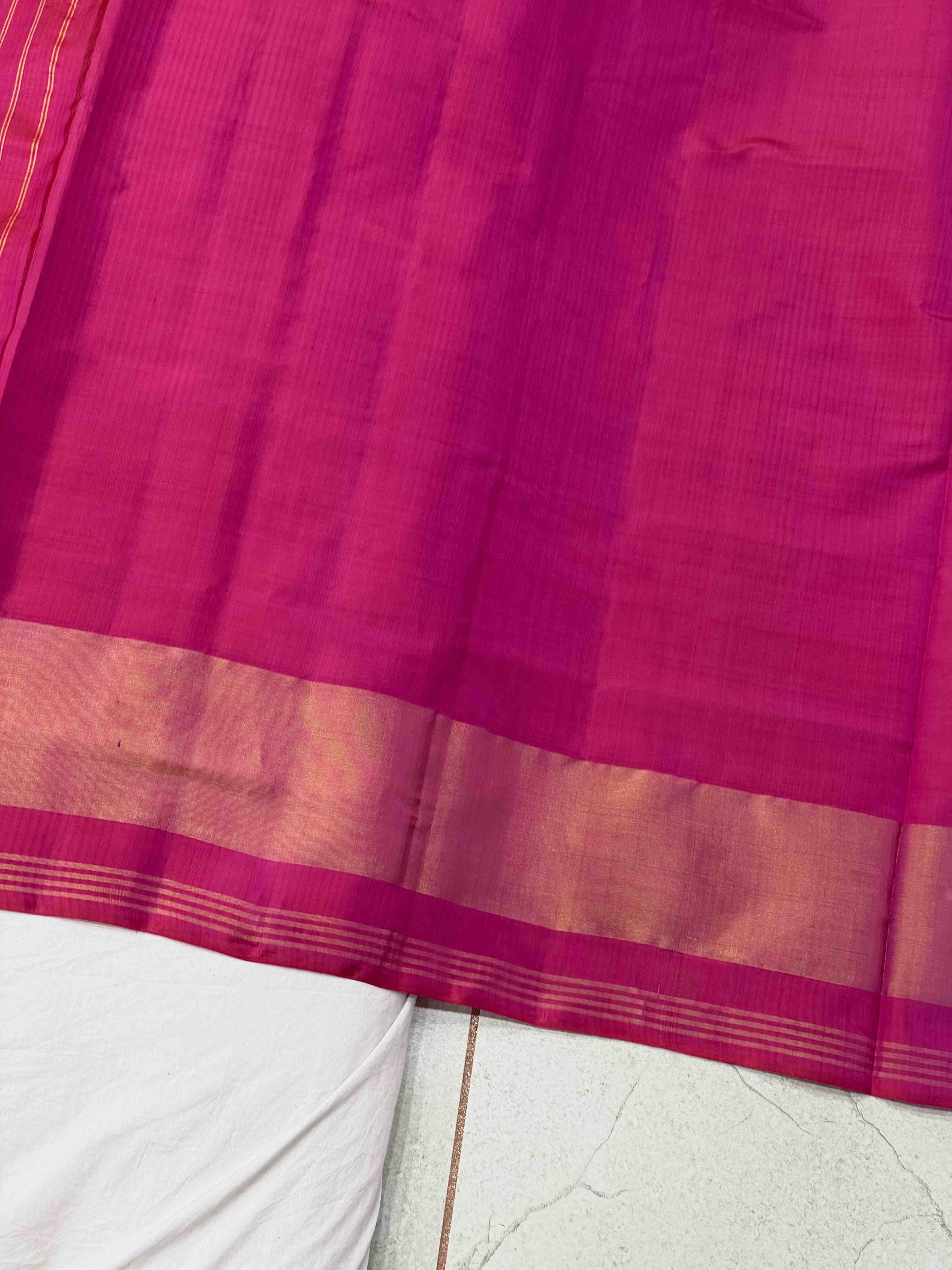Pink & Haldi yellow Plain Gala border Patola