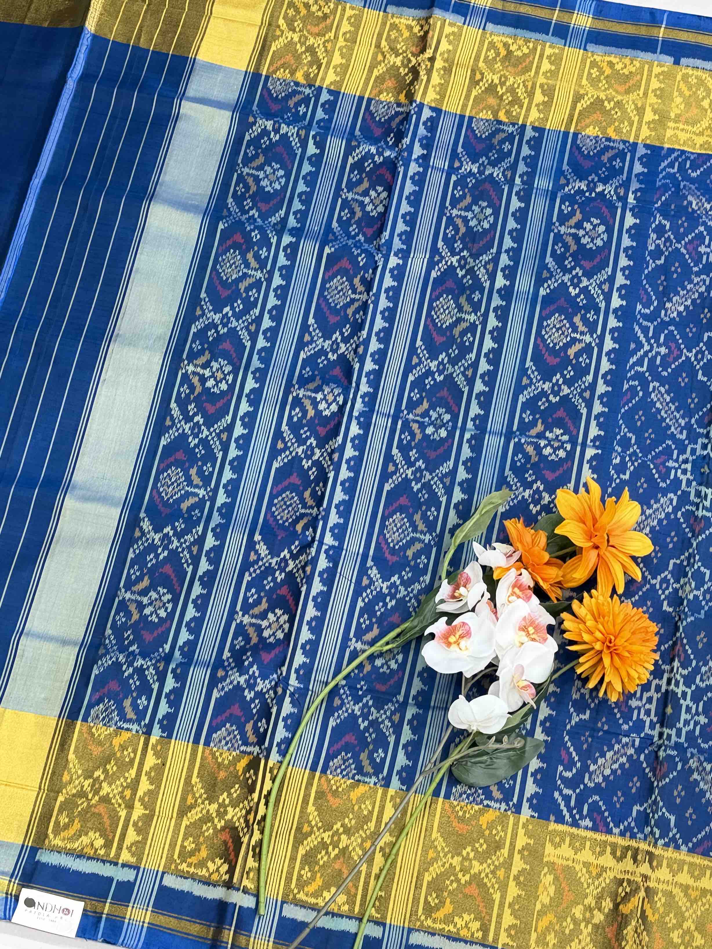 Teal blue Manekchawk Rajkot Patola Saree