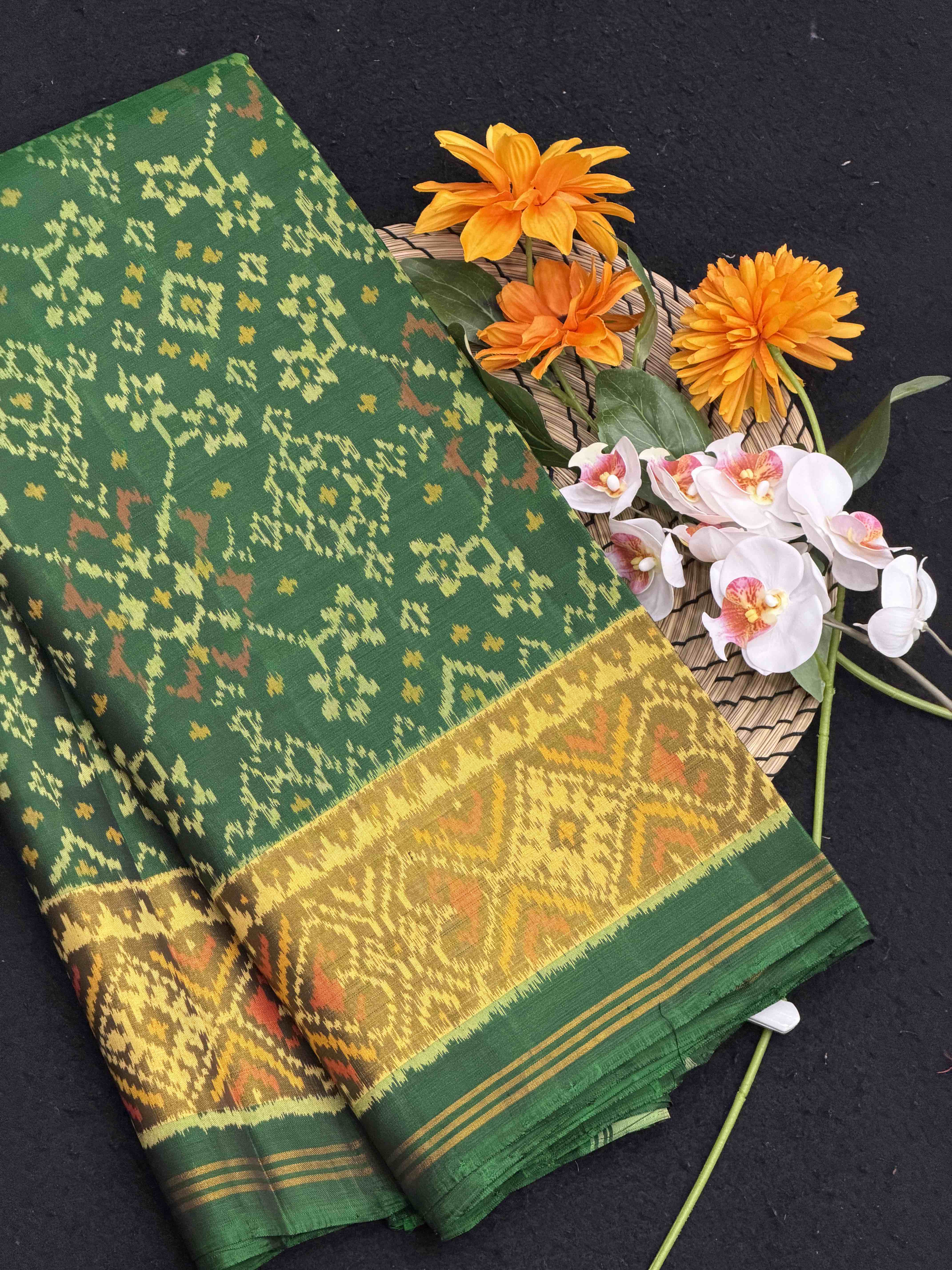 Green Tissue Border Rajkot Patola Saree