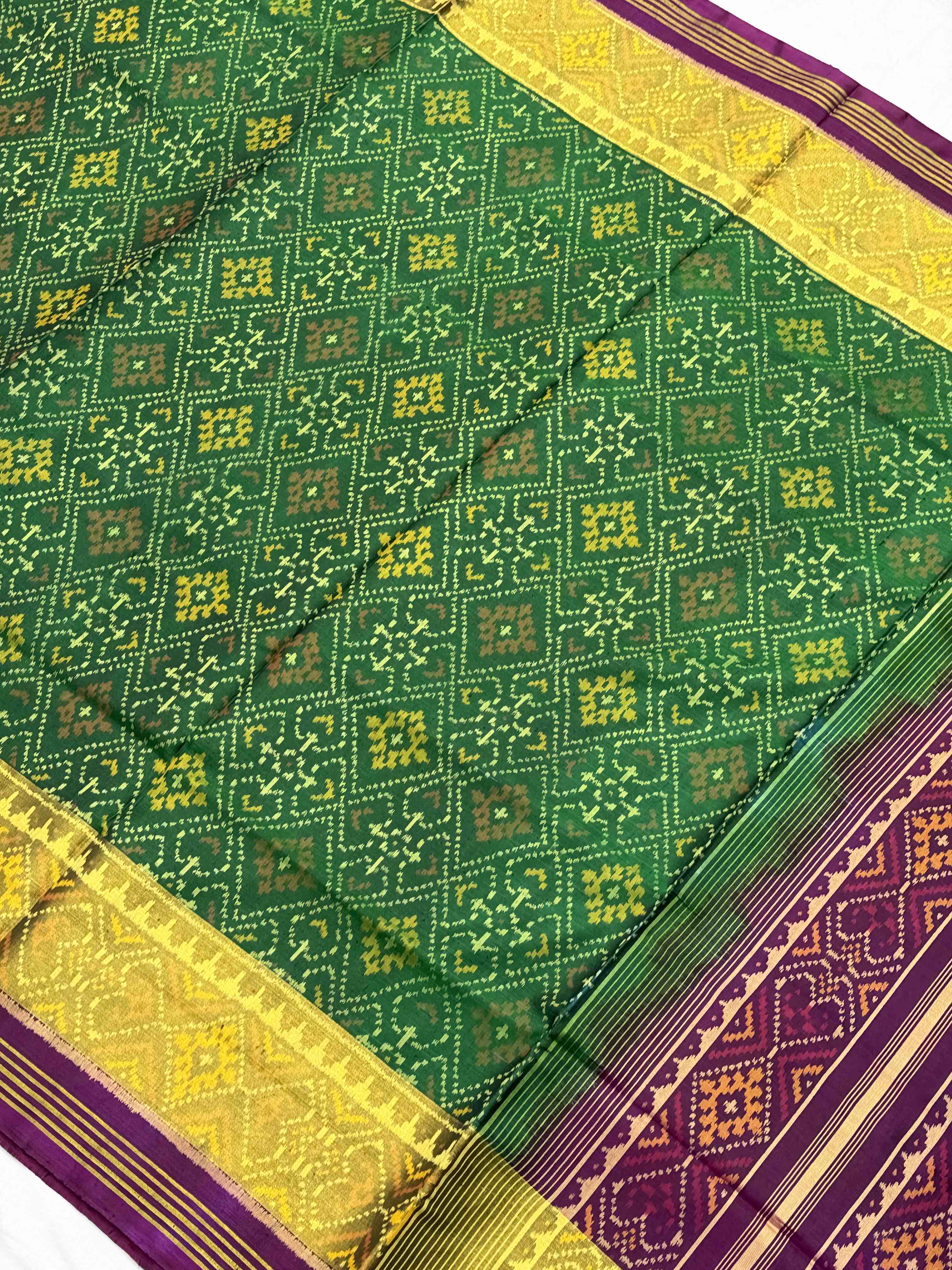 Purple & Green Panchanda Rajkot Patola Saree