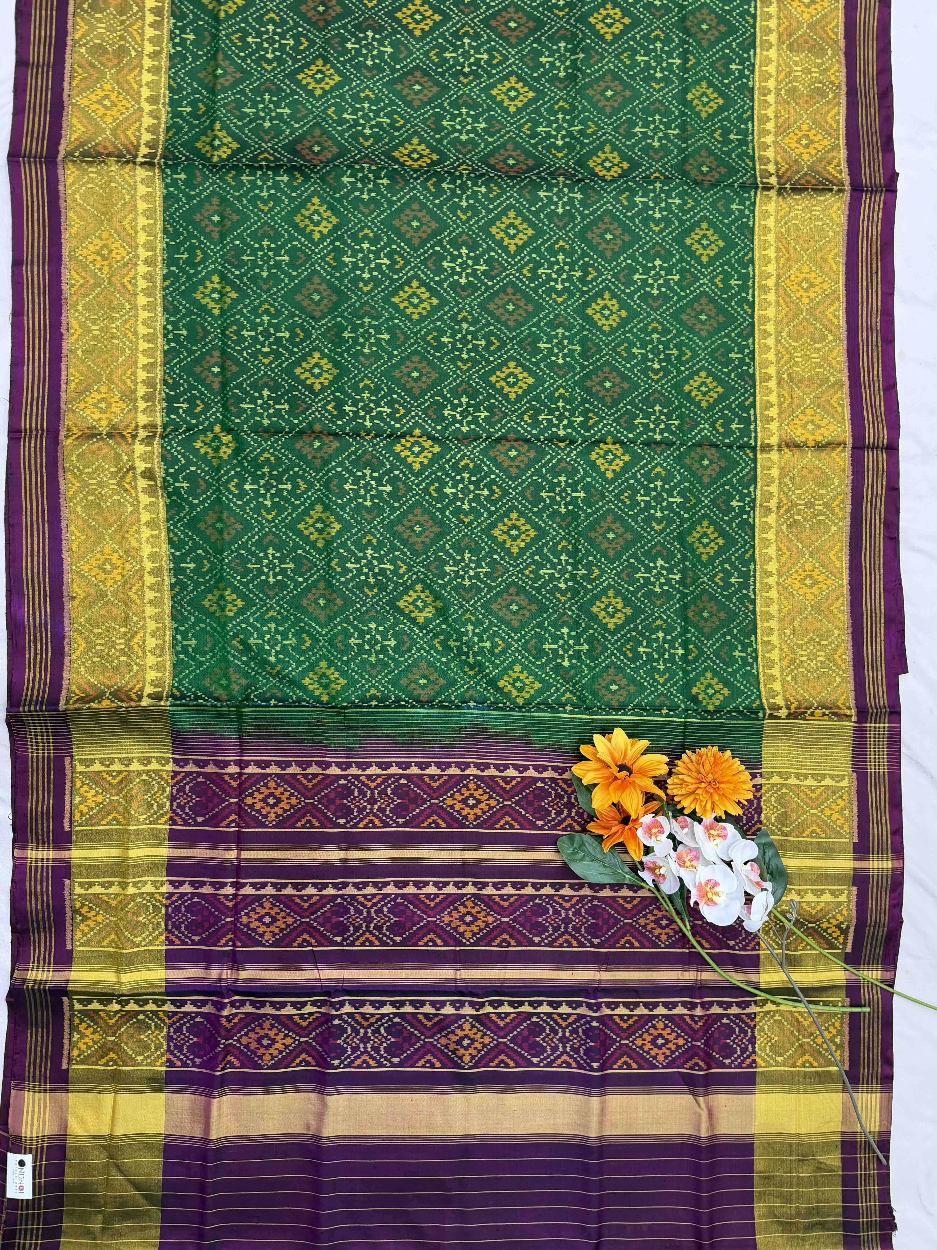 Purple & Green Panchanda Rajkot Patola Saree