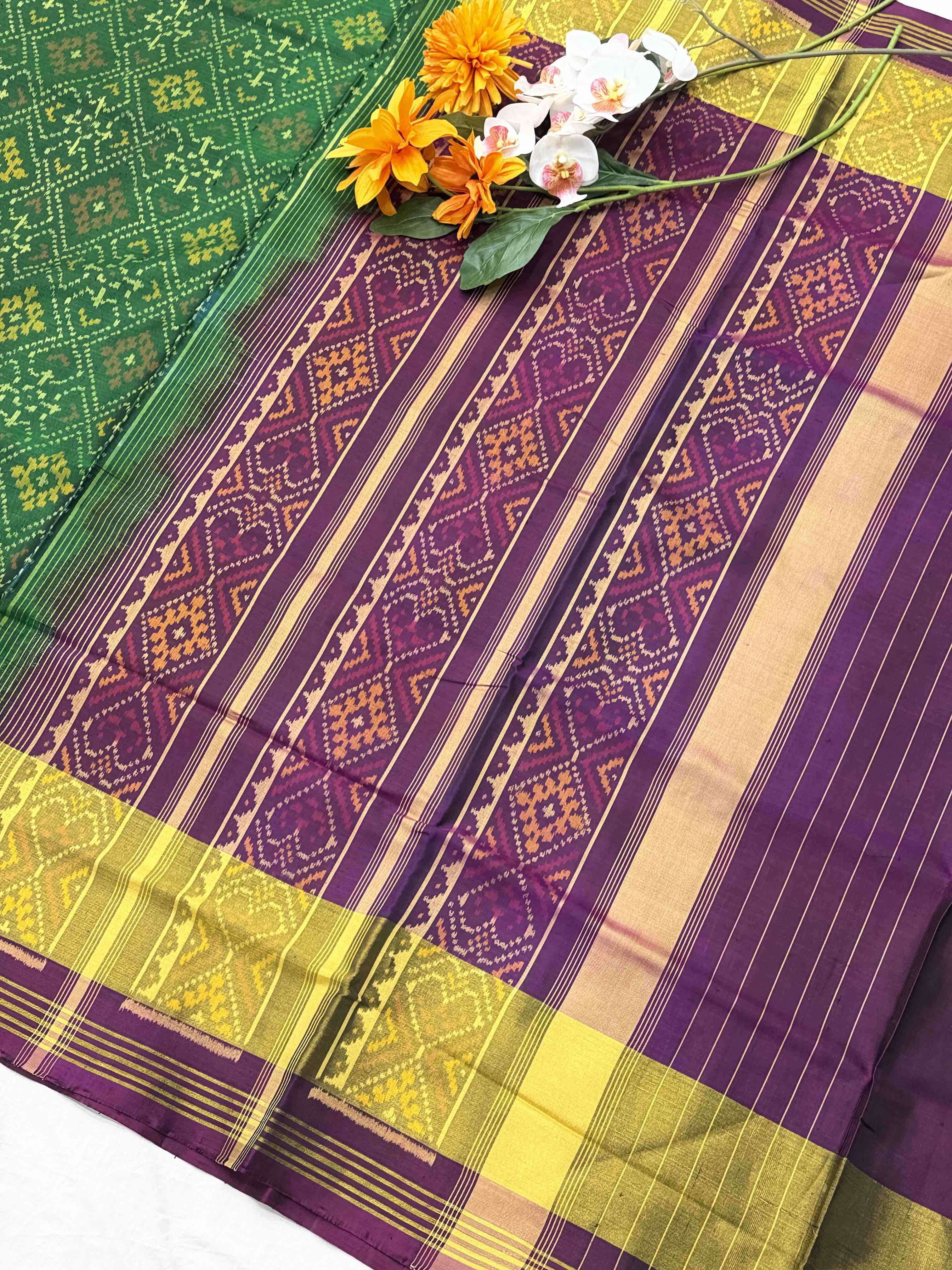 Purple & Green Panchanda Rajkot Patola Saree