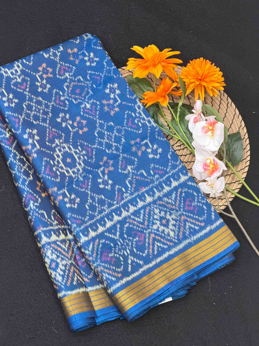 Cobalt blue Manekchawk Rajkot Patola Saree