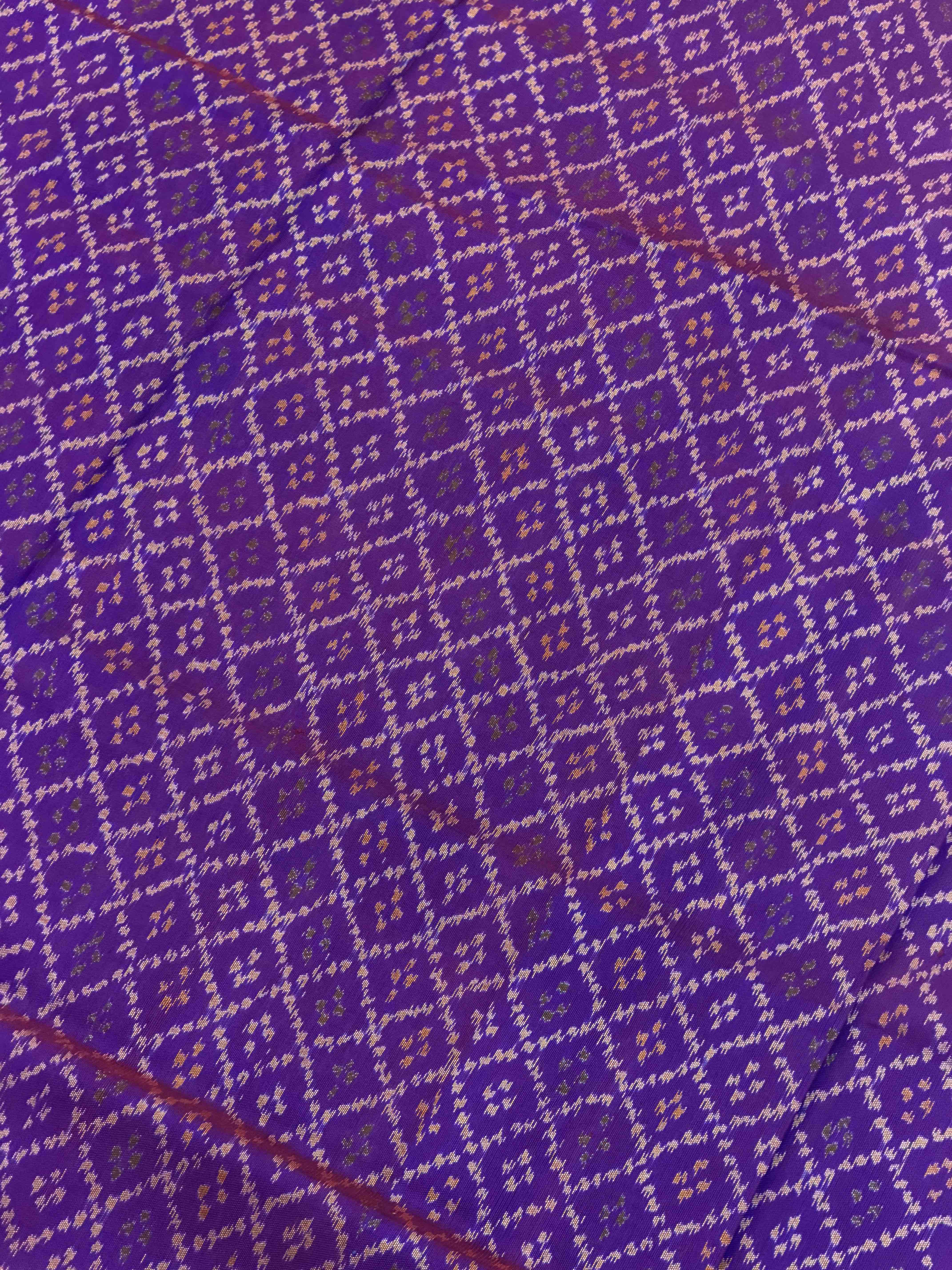 Red & Purple Daliya Bhat Rajkot Patola In tissue Border