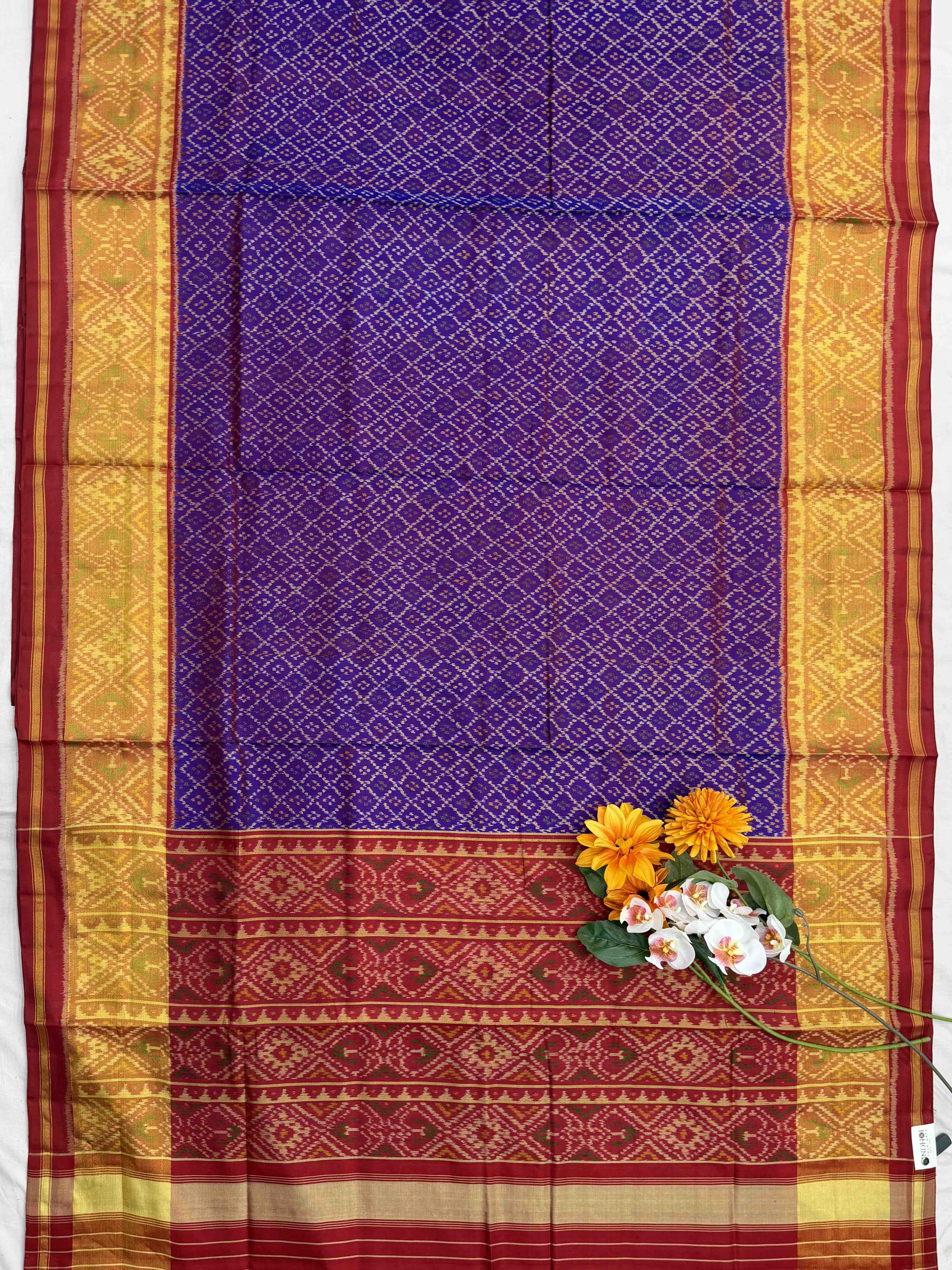 Red & Purple Daliya Bhat Rajkot Patola In tissue Border