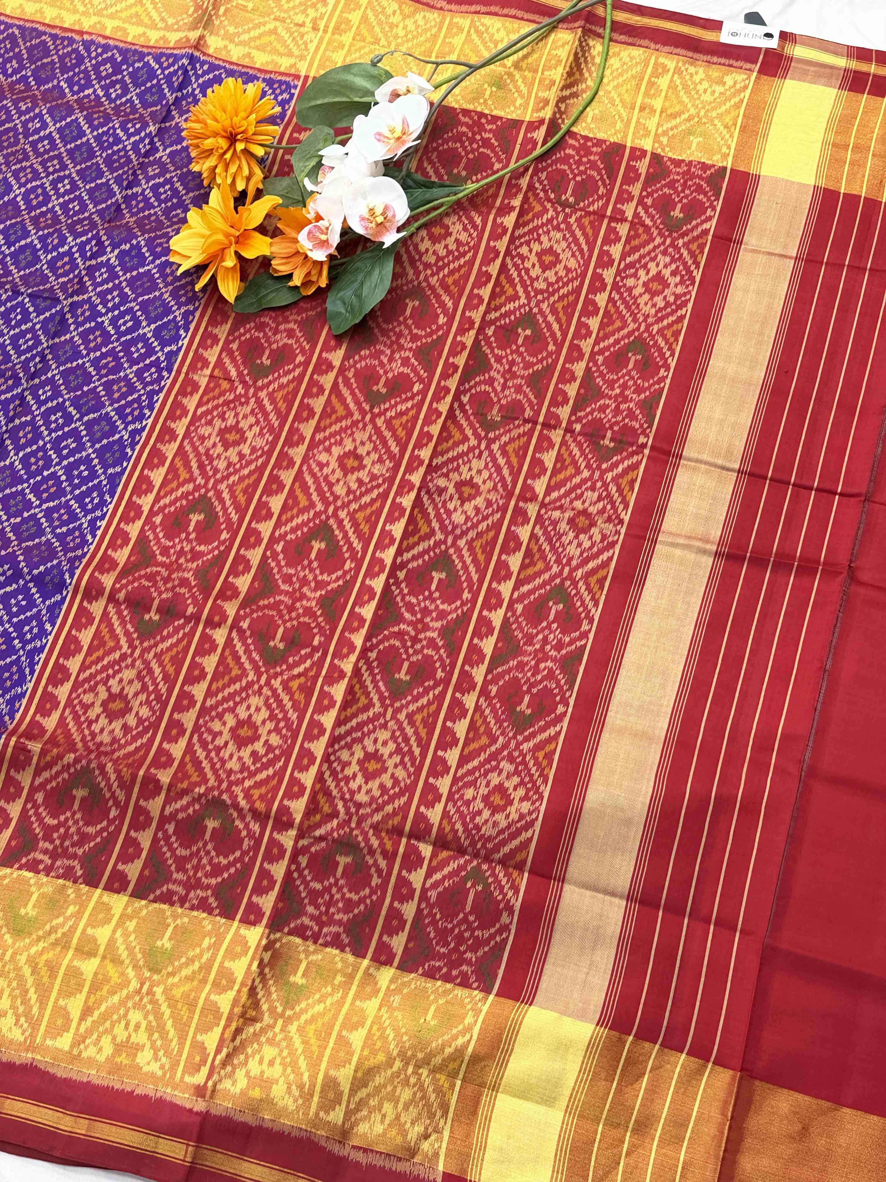 Red & Purple Daliya Bhat Rajkot Patola In tissue Border