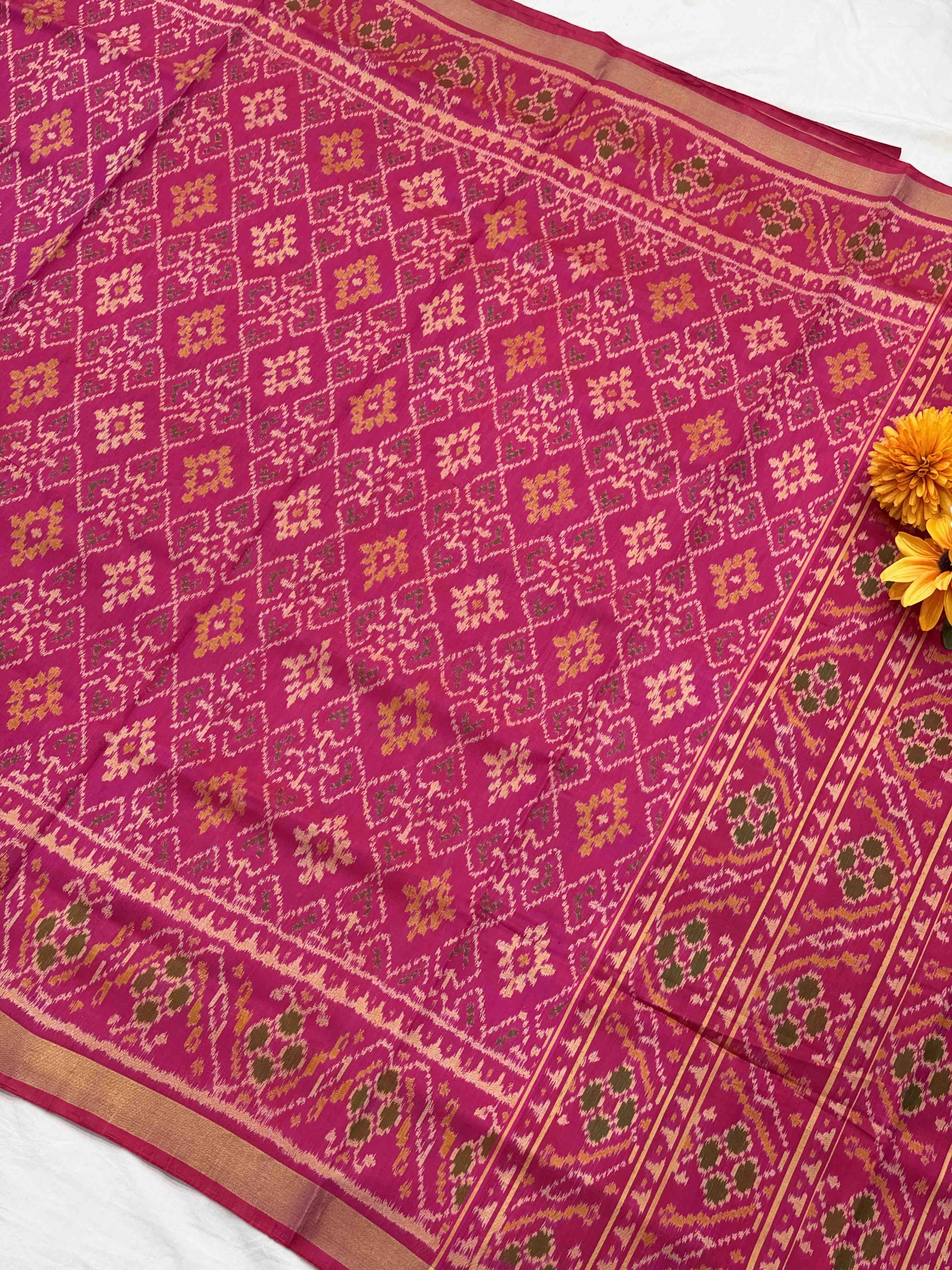Pink panchanda design Rajkot Patola Saree