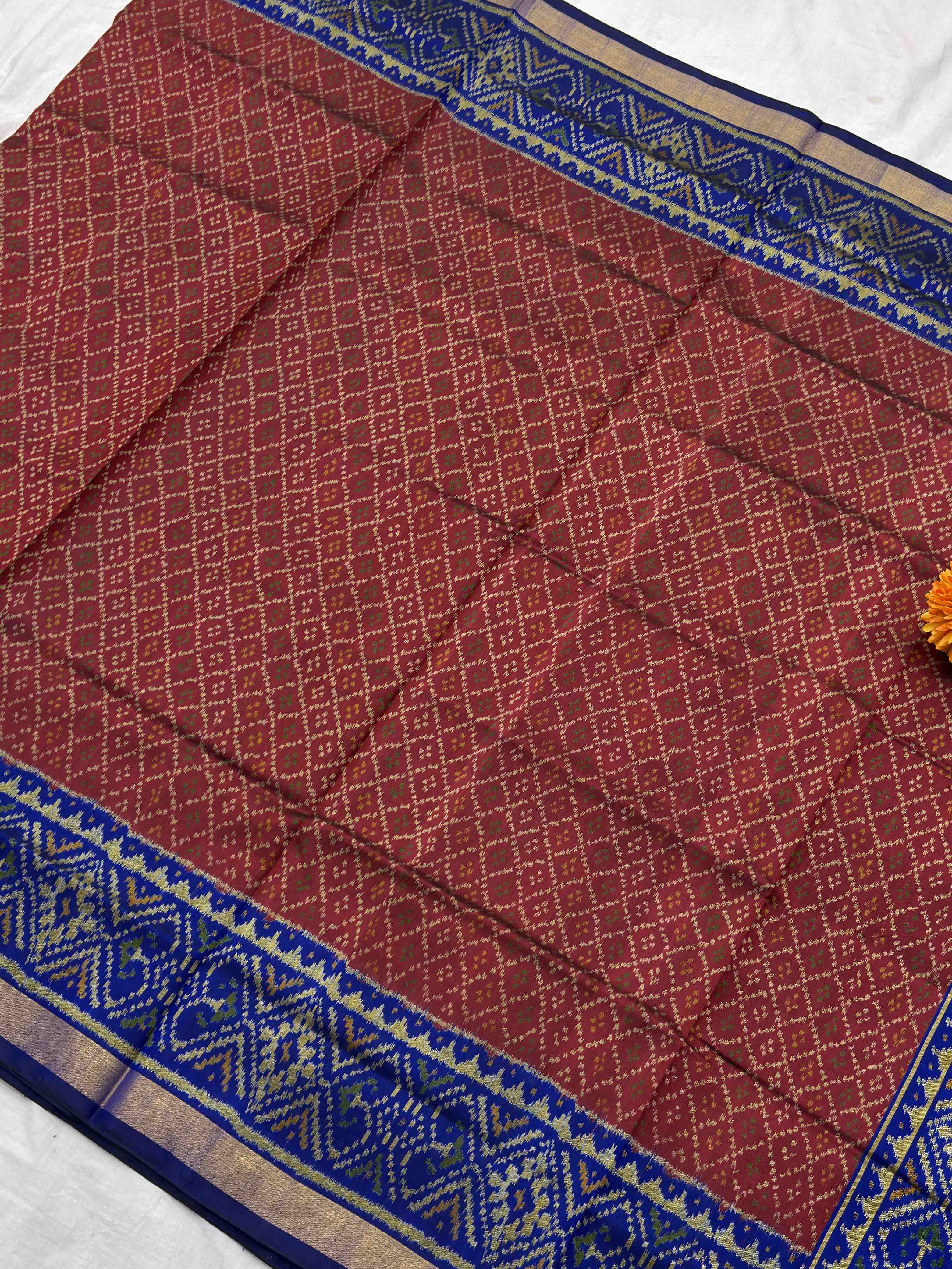 Maroon & Blue Daliya Bhat Rajkot Patola Saree