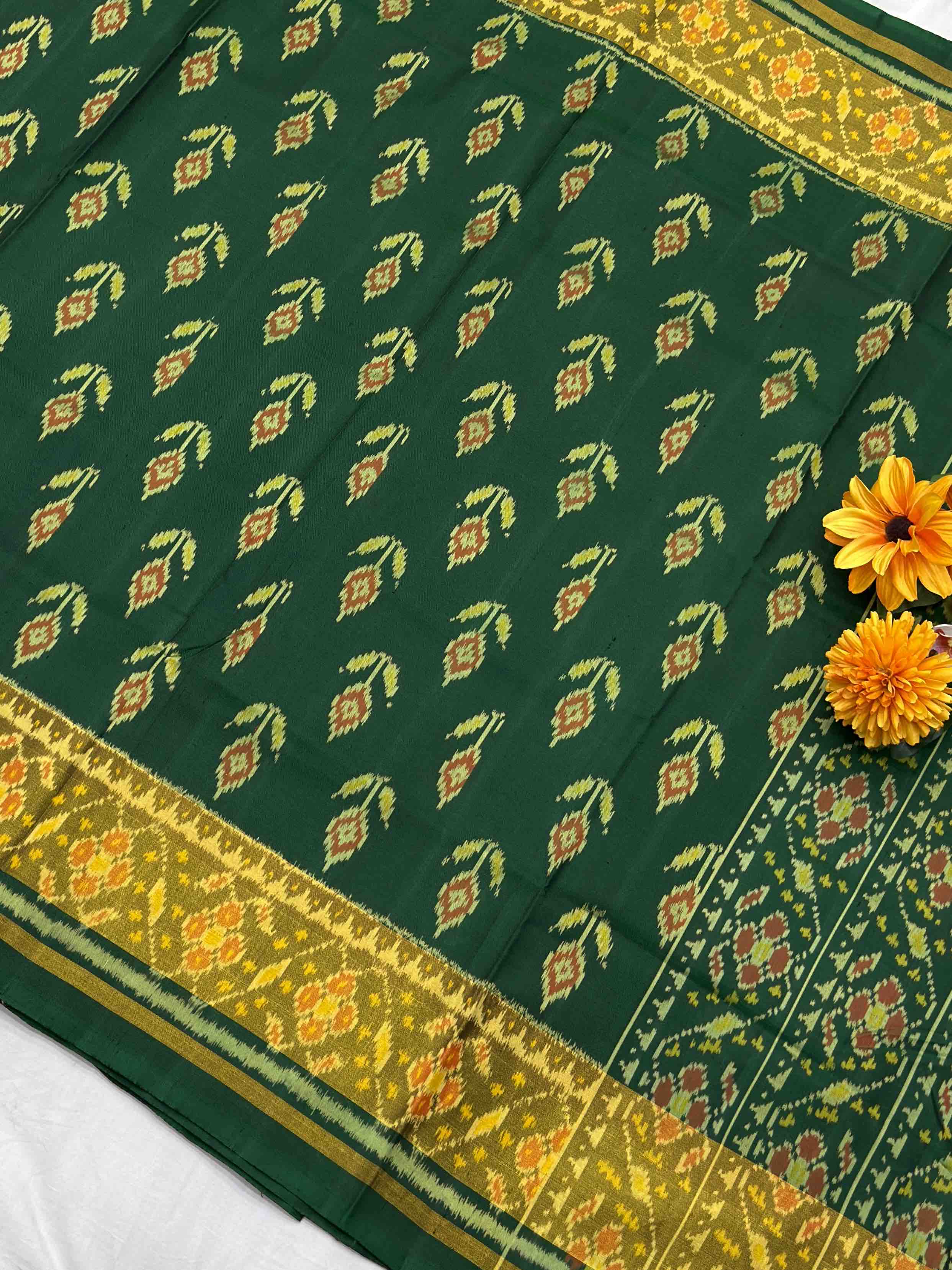 Full green Panbhat Rajkot Patola Saree
