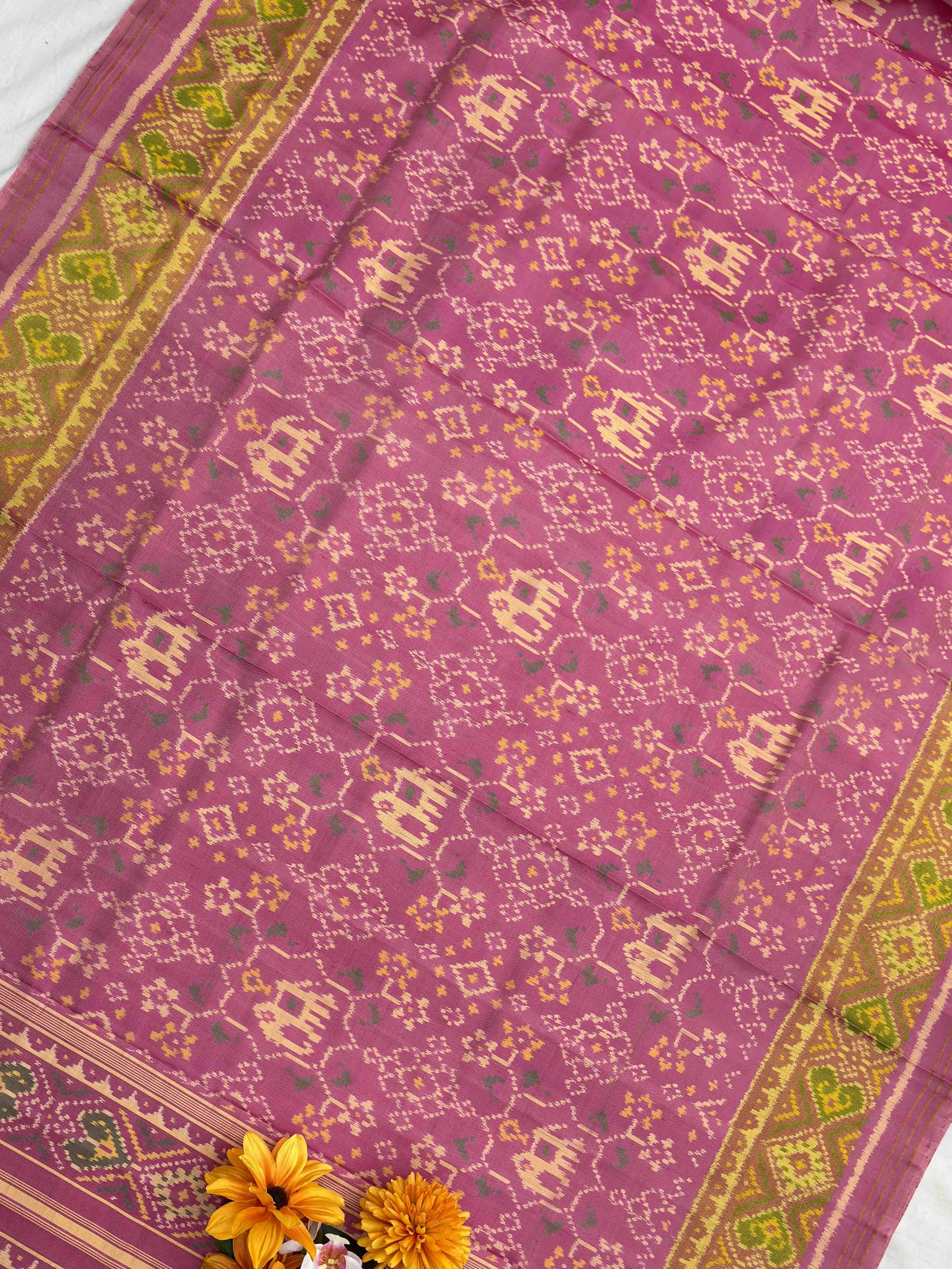 Bany Pink navratan Hathi Rajkot Patola Saree
