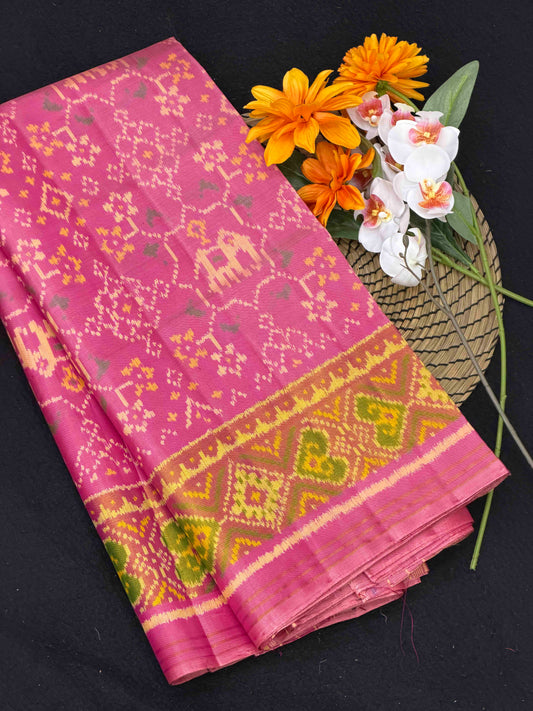 Bany Pink navratan Hathi Rajkot Patola Saree
