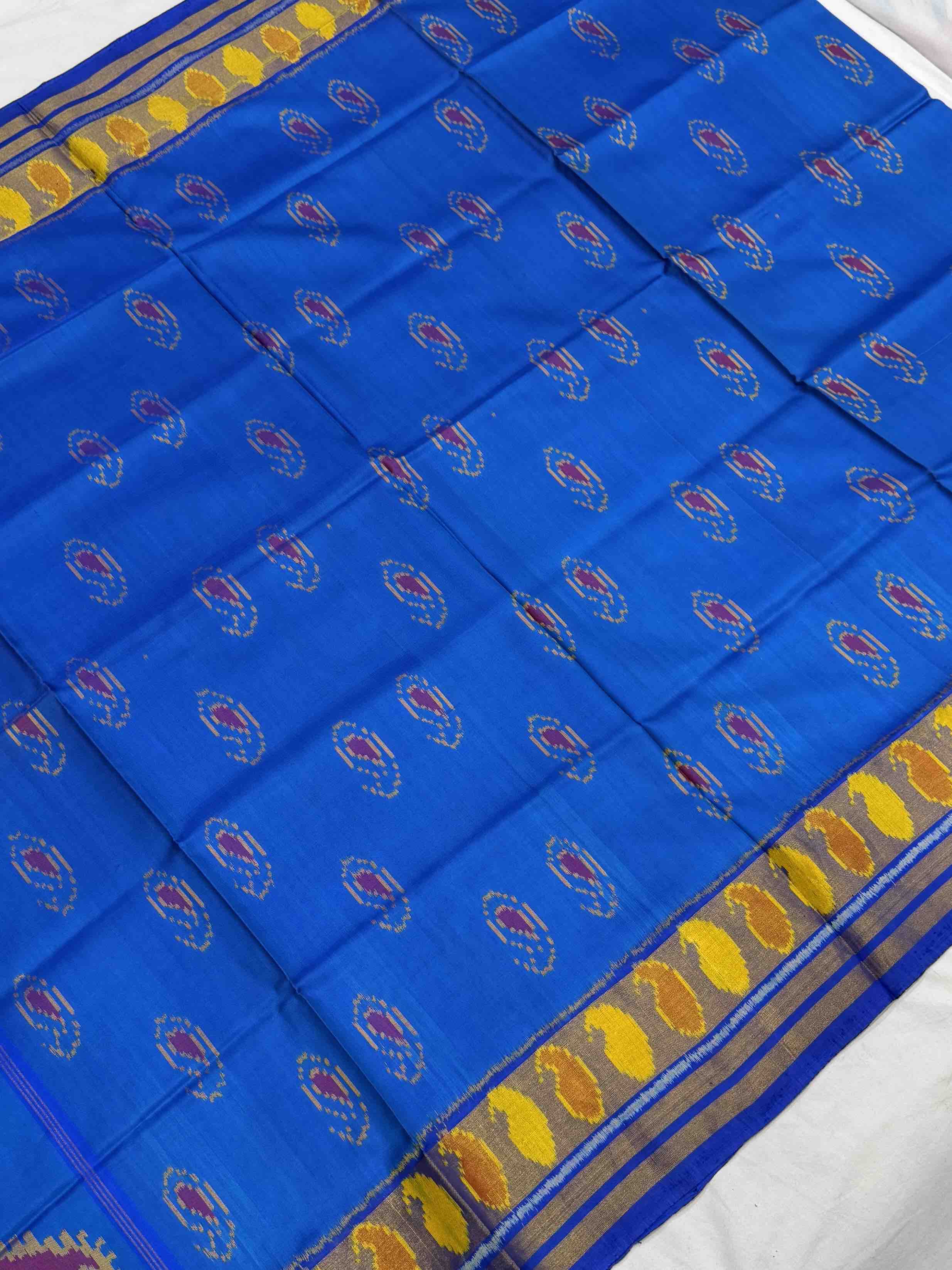 Electric Blue mango Design Rajkot Patola Saree