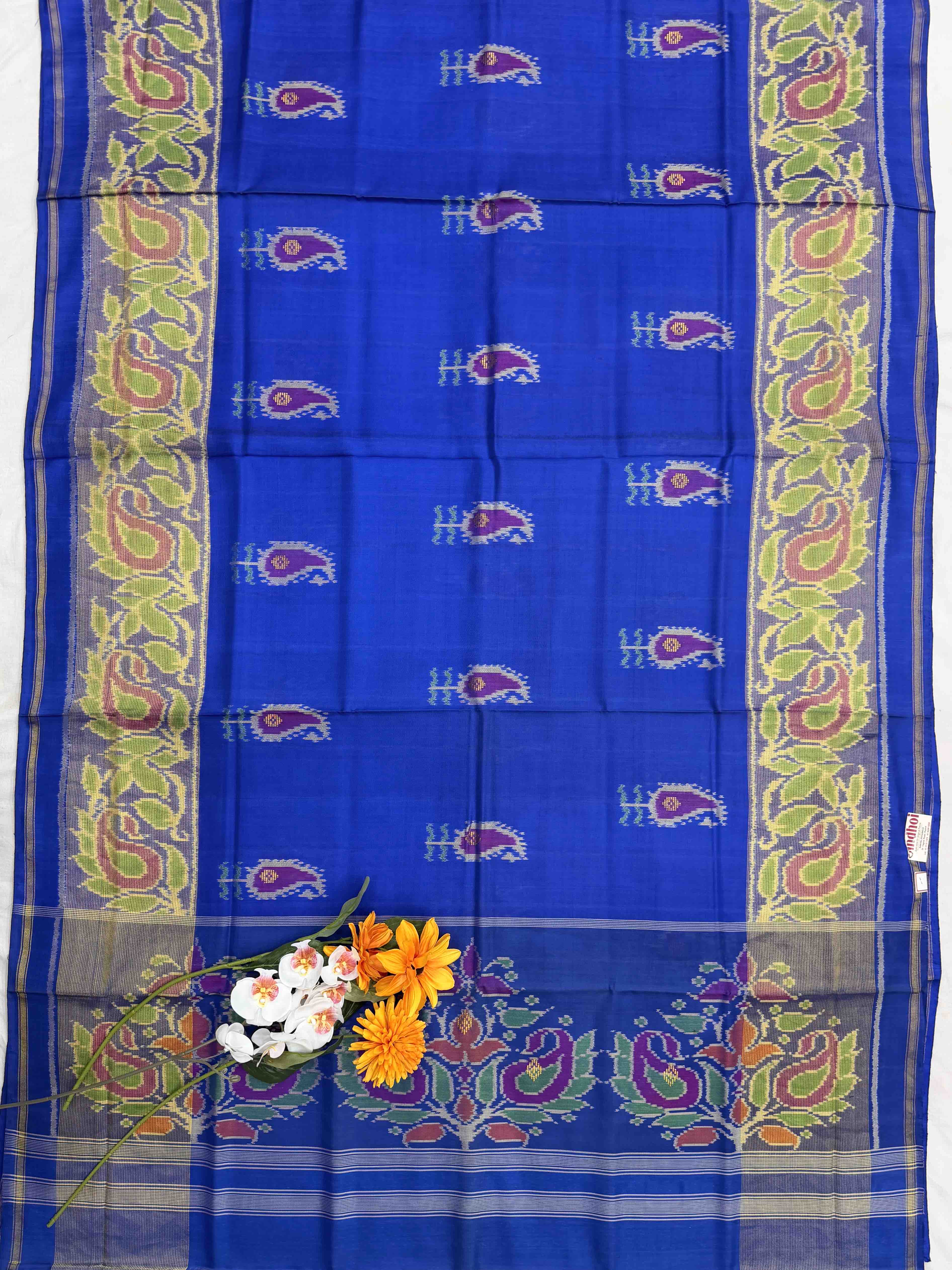 Electric Blue Mango zari butto rajkot Patola Saree