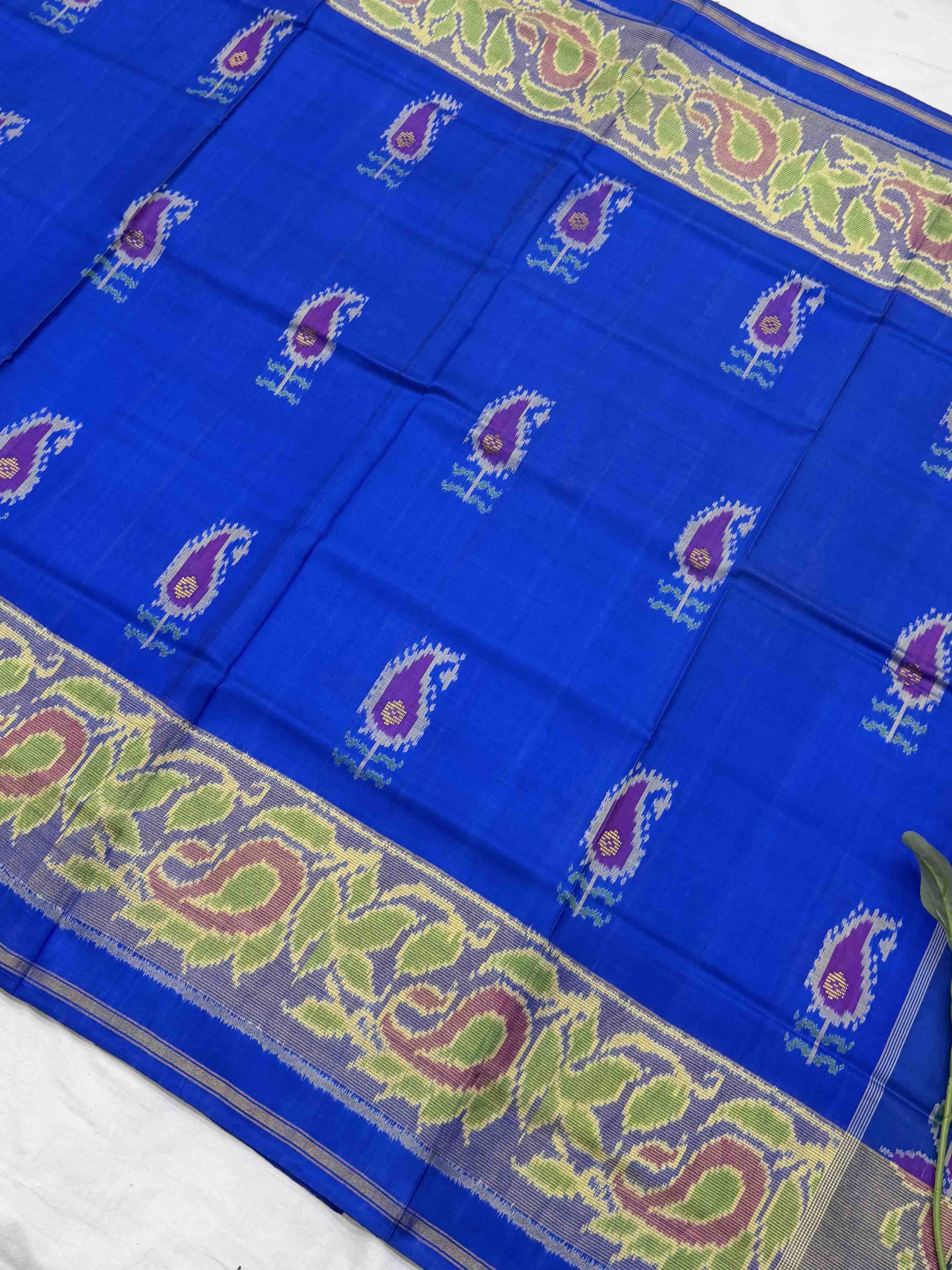 Electric Blue Mango zari butto rajkot Patola Saree