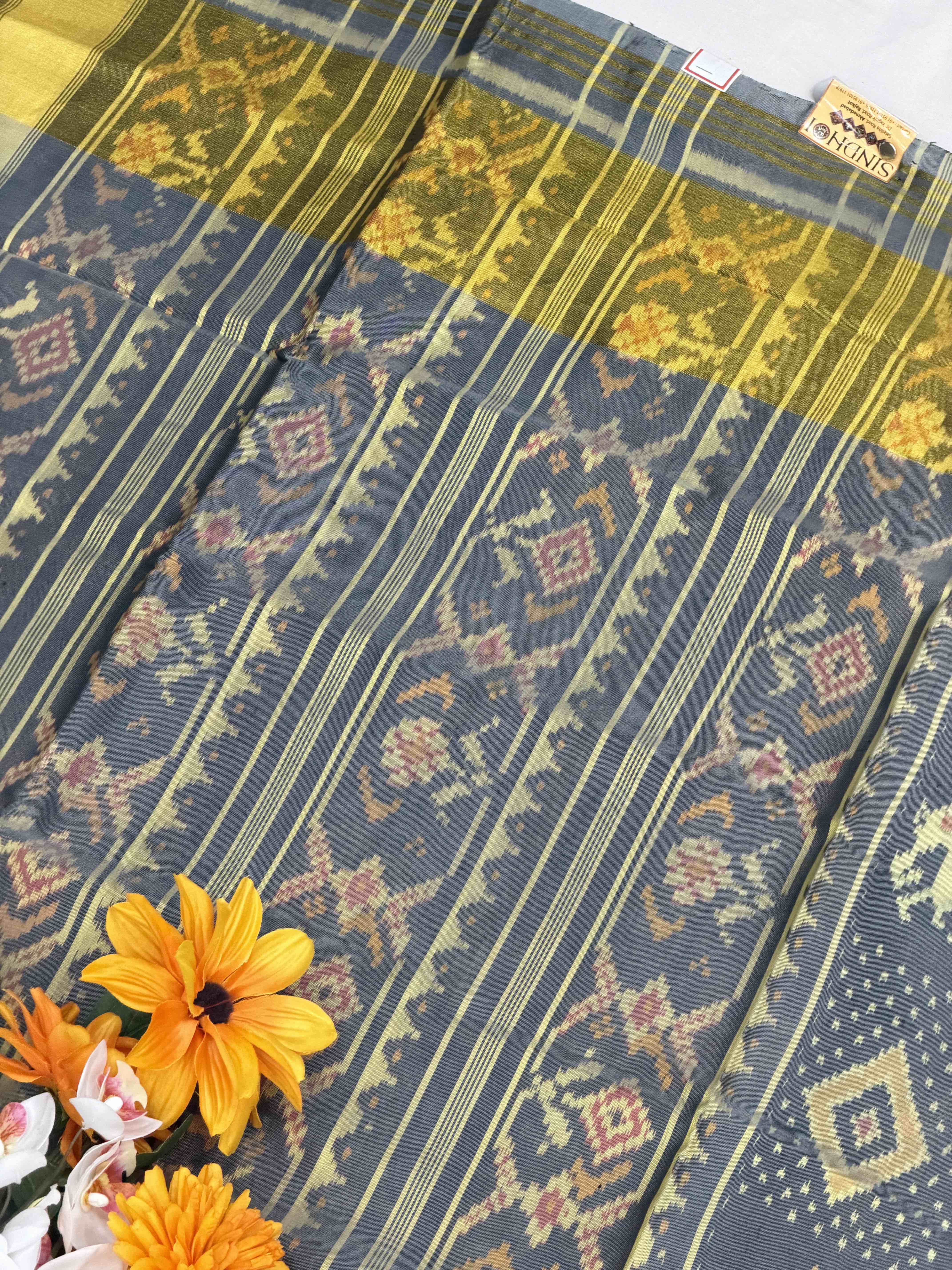 Grey Hathi Bandhani Rajkot Patola Saree
