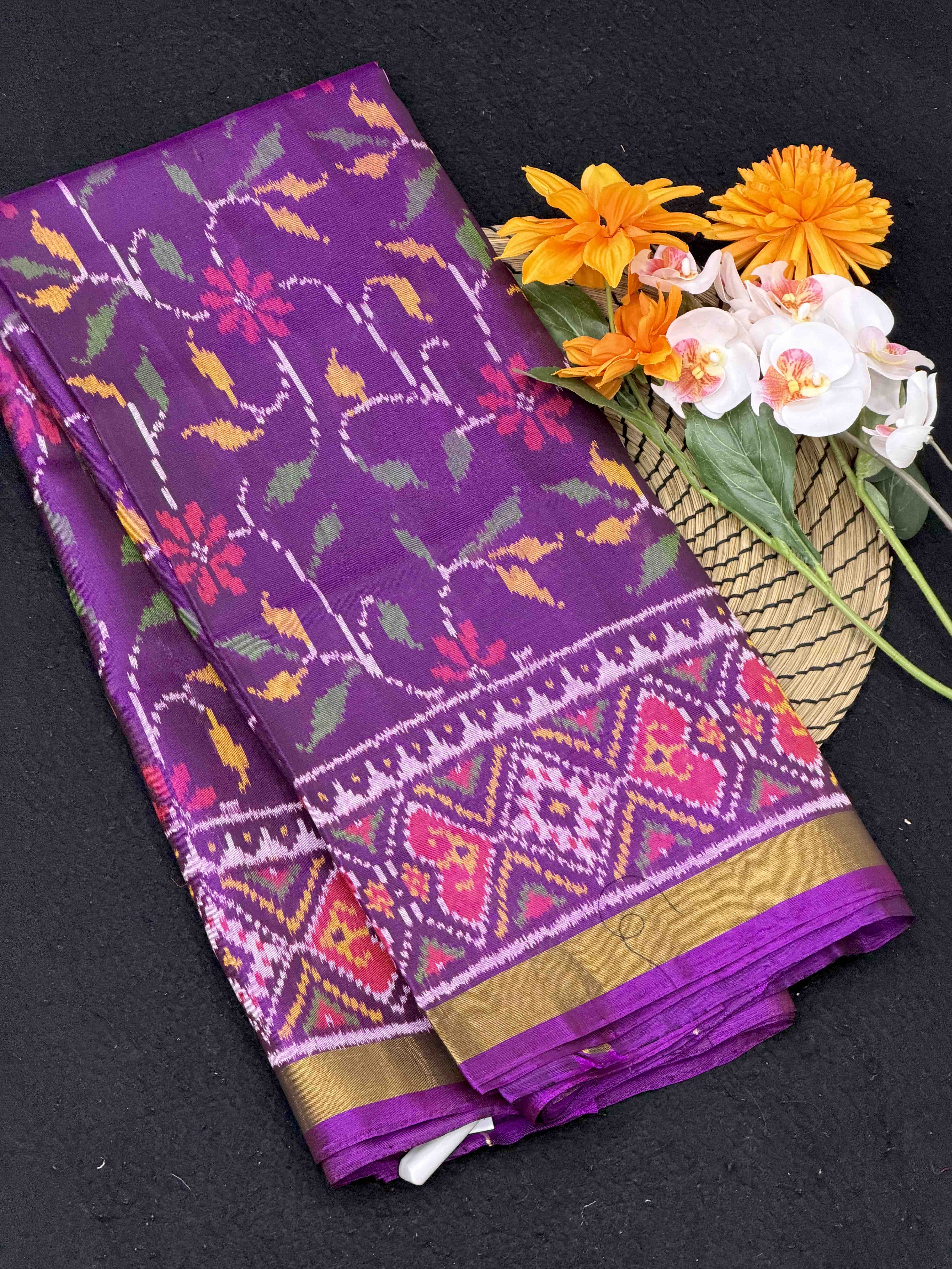 Purple creeper Design Rajkot Patola Saree