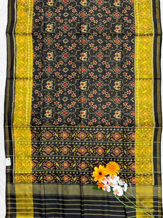 Boack Navaratan Hathi tissue border patola saree