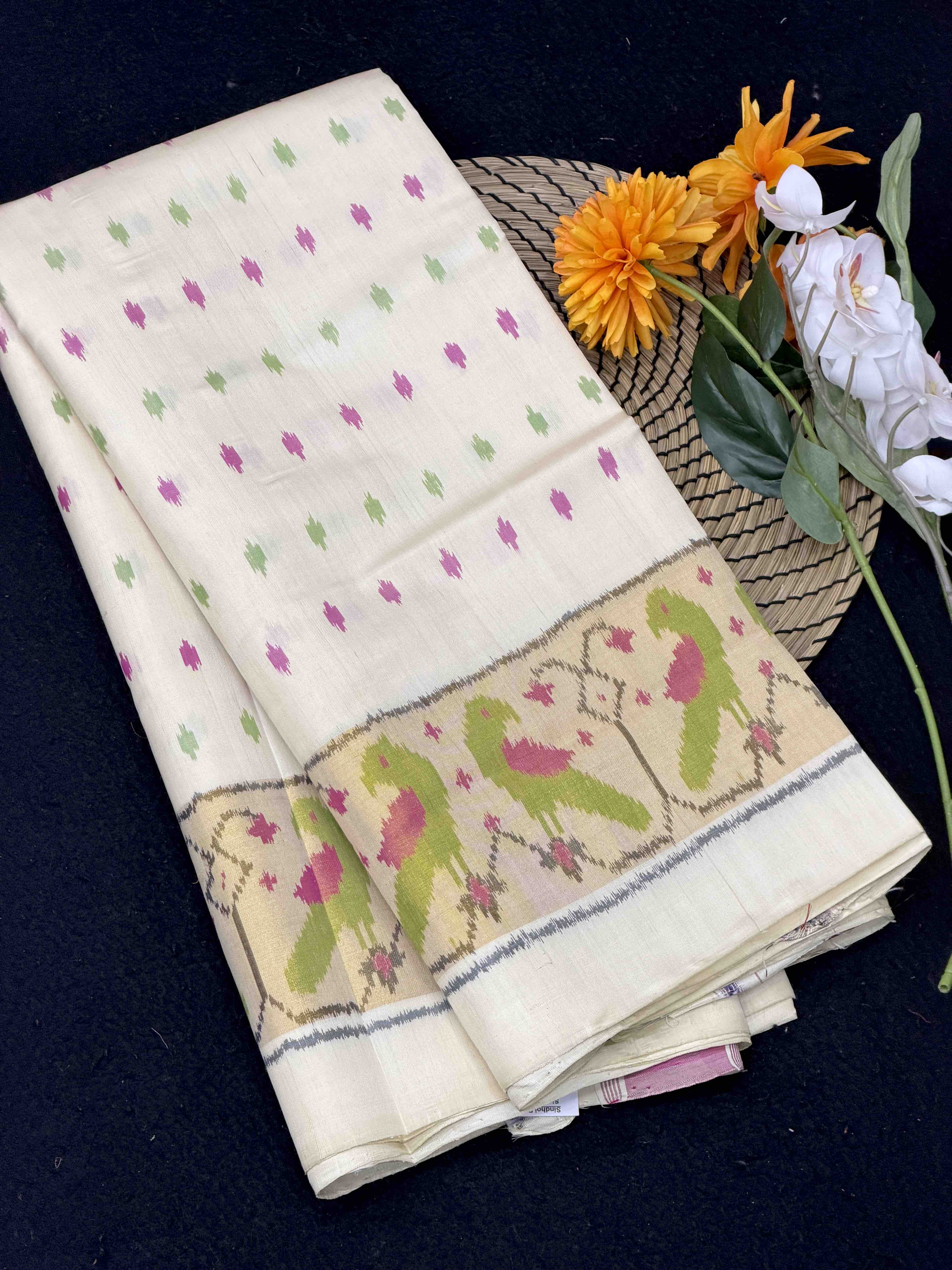 Off white designer Patola saree