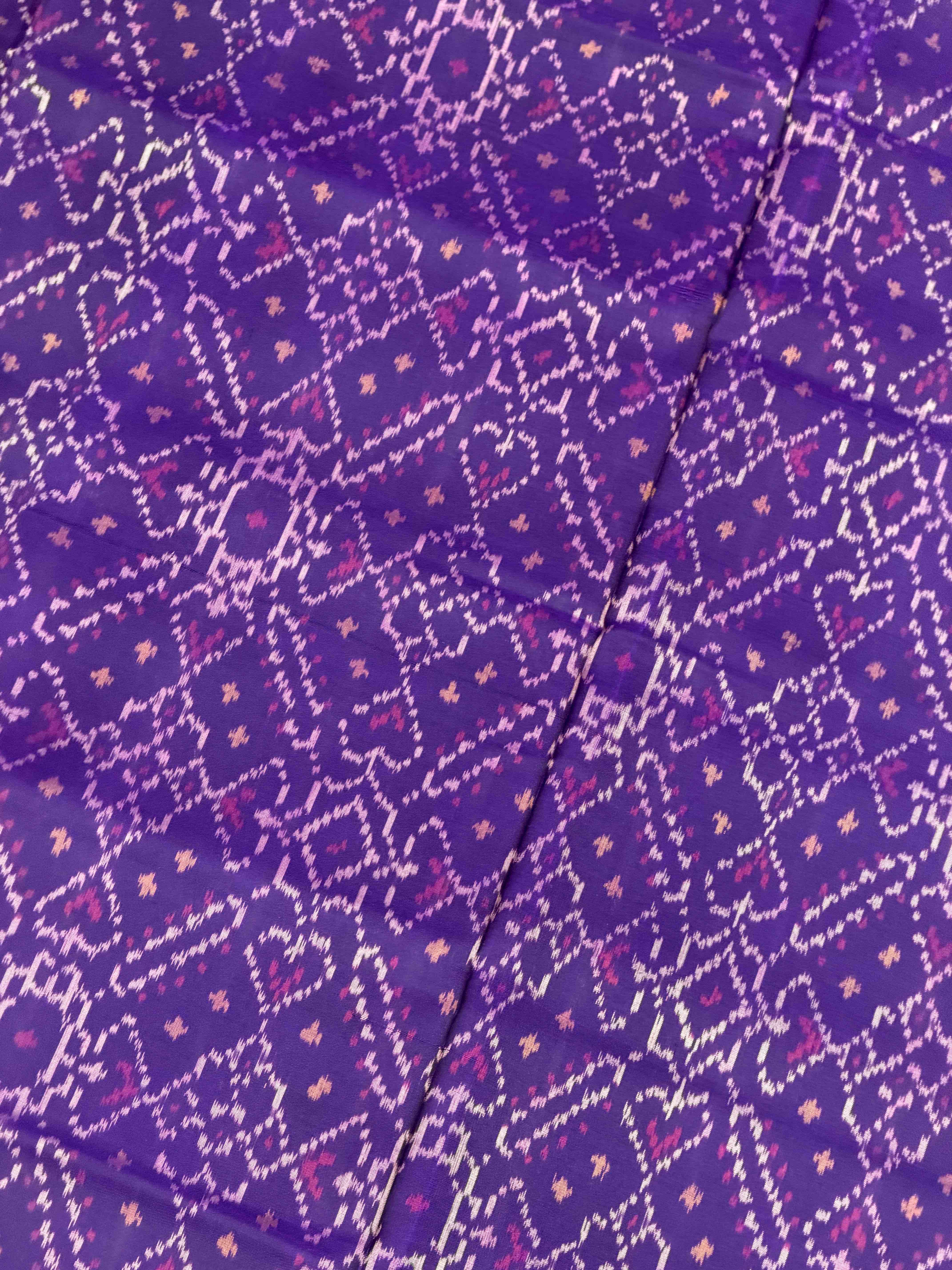 Purple Manekchawk Tissue border Patola Saree