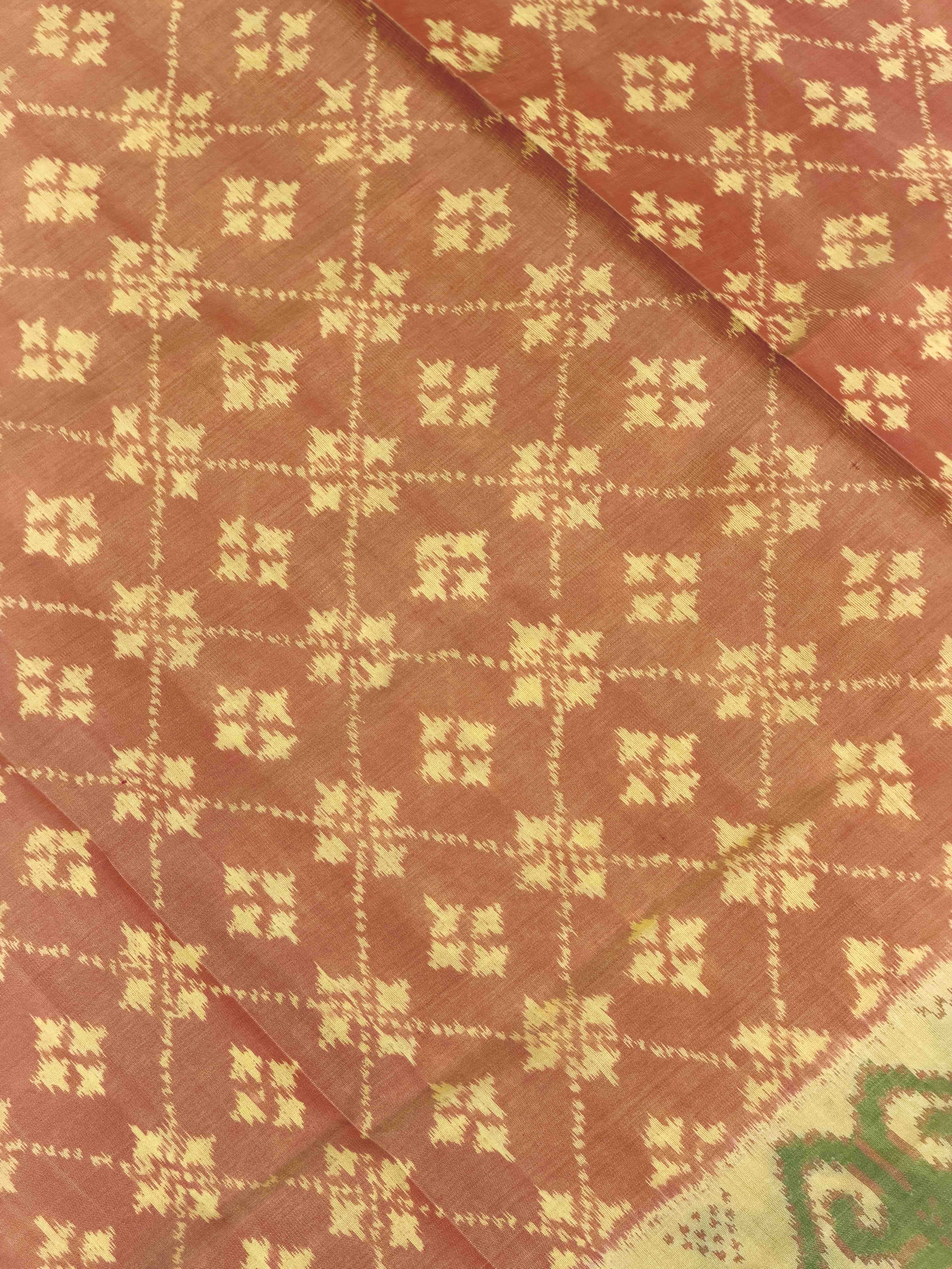 Light Yellow & Peach shade fancy Patola Saree