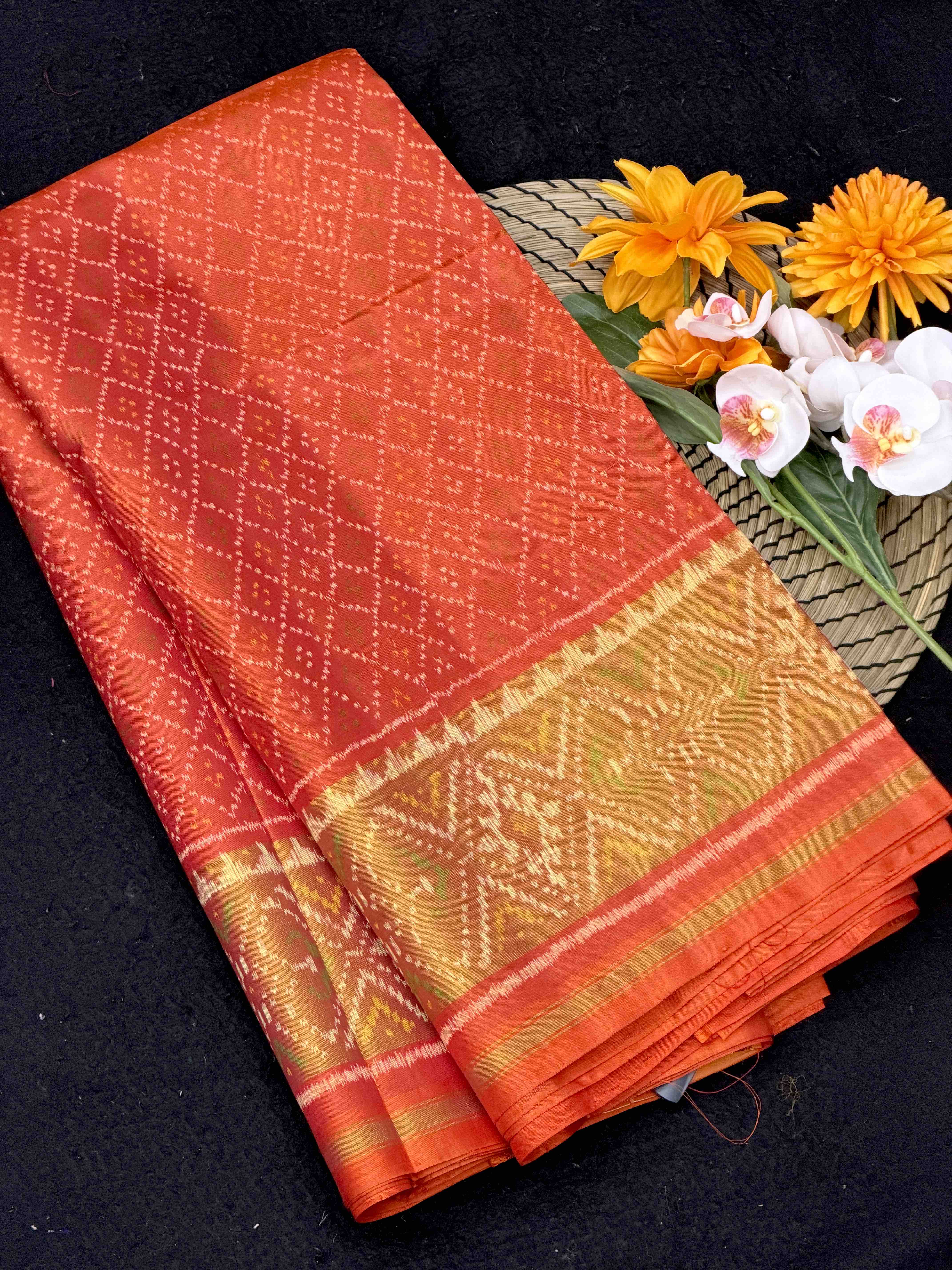 Orange daliya bhat Rajkot Patola Saree
