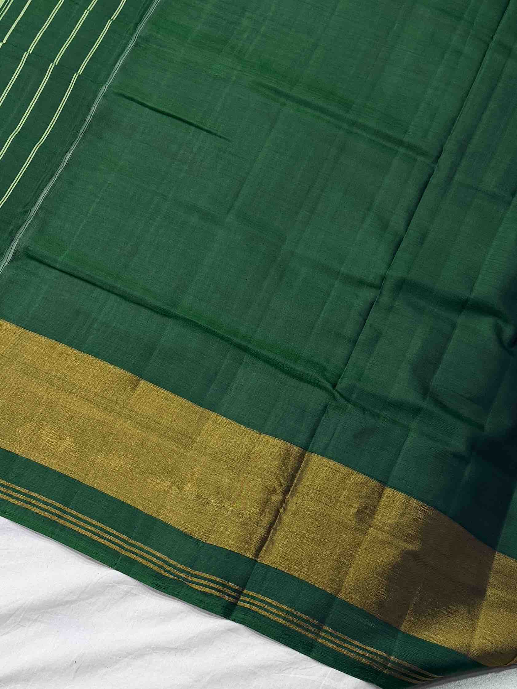 Elegant Green Rajkot Patola Saree with Gold Tissue Border - Pure Silk Ikat
