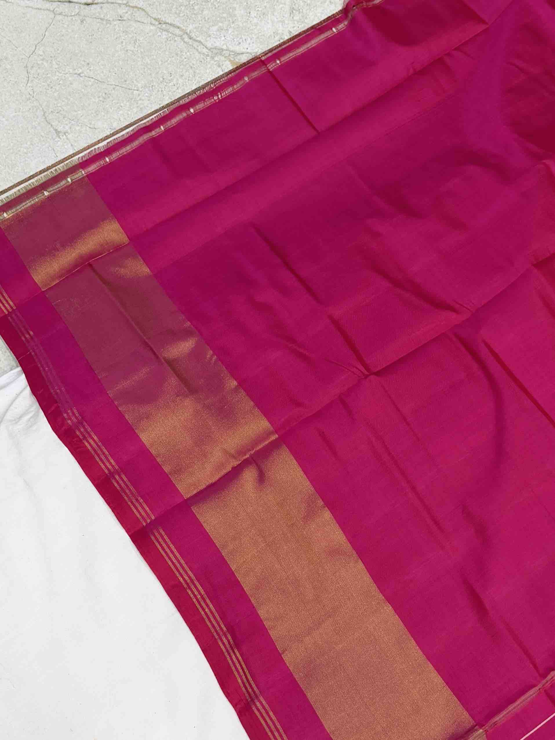 Rani Pink Rajkot Patola Saree with Leheriya Pattern - Pure Silk Single Ikat