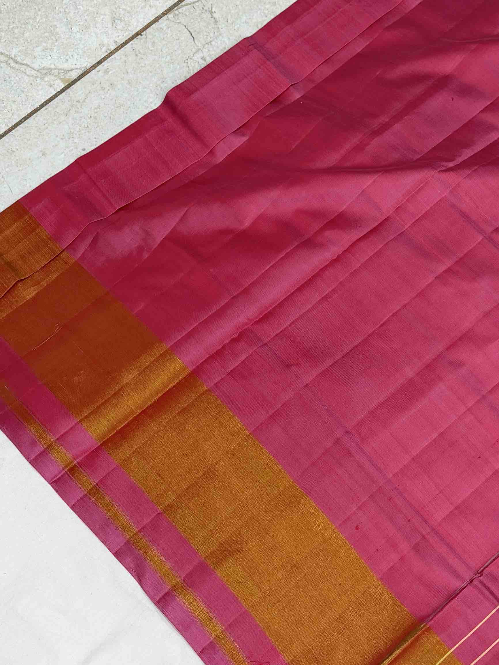Pure Silk baby Pink Rajkot Patola Saree with Gold Tissue Border & Floral Weave