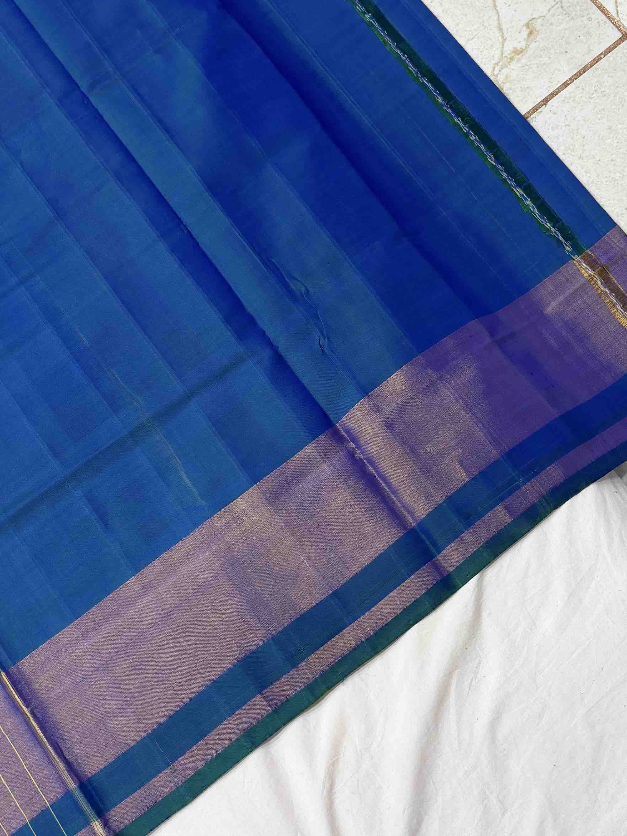 Traditional Peacok blue Rajkot Patola Silk Saree - Handwoven Single Ikat