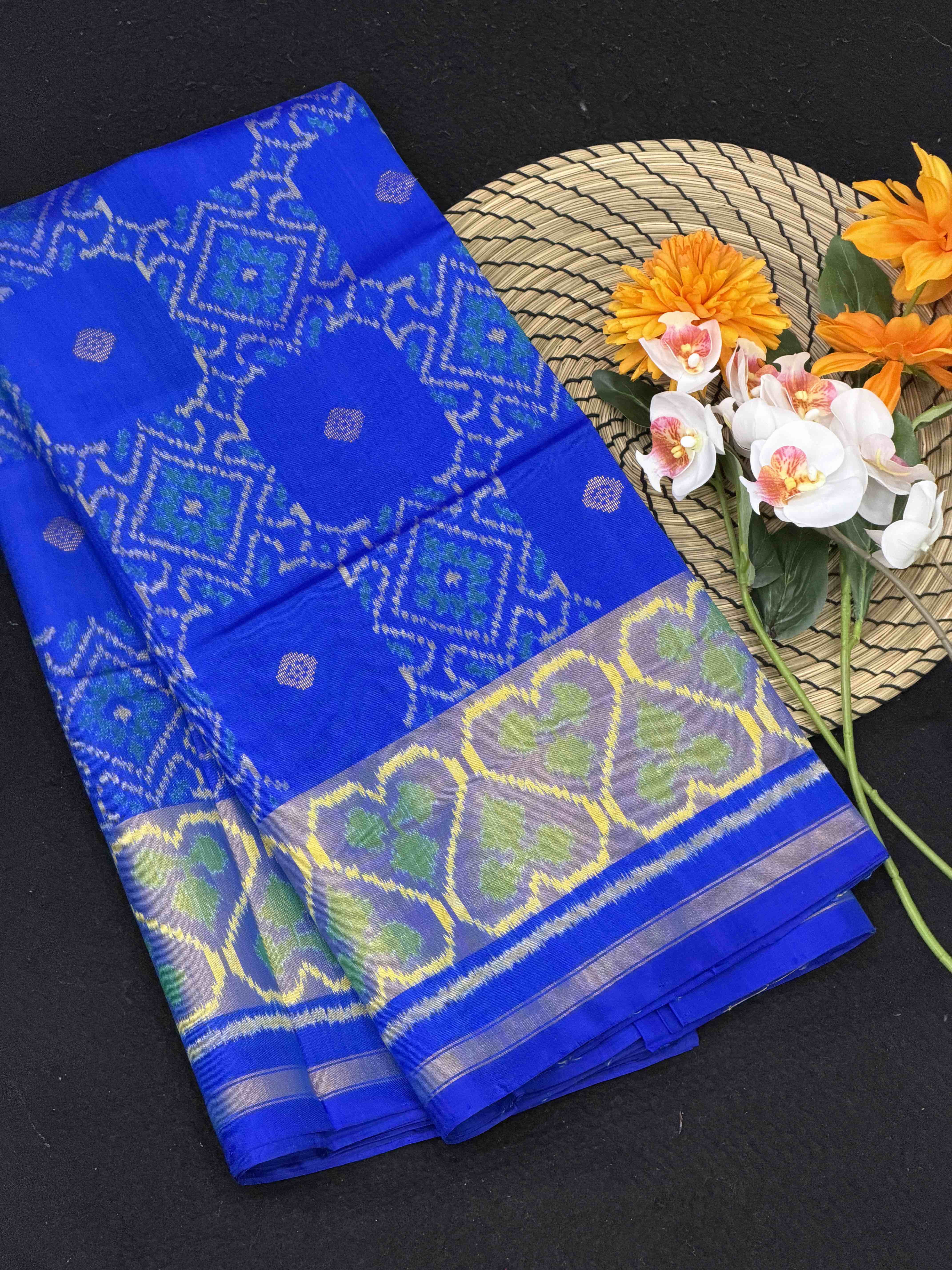 electric blue zari butta Rajkot Patola Saree