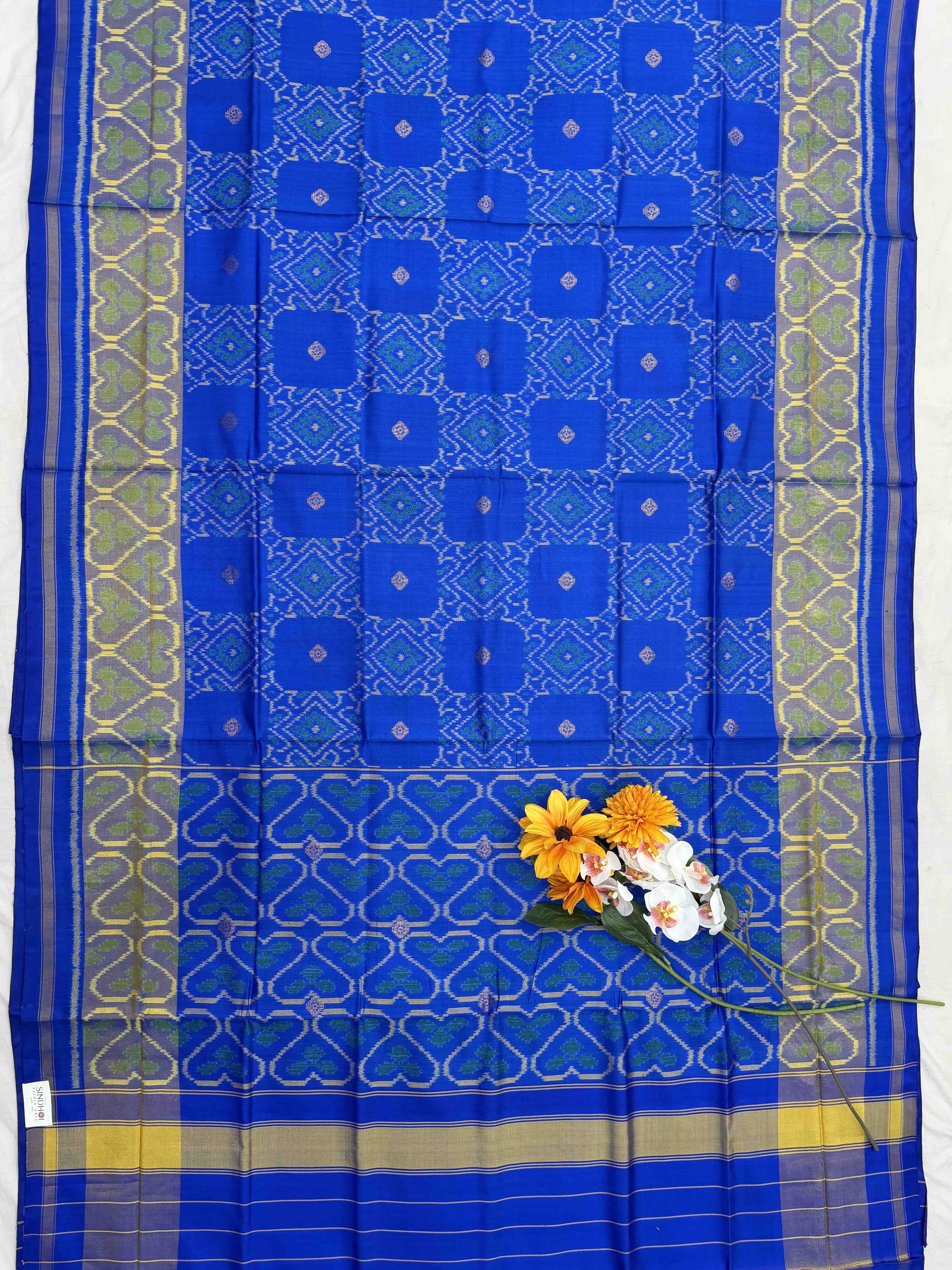electric blue zari butta Rajkot Patola Saree
