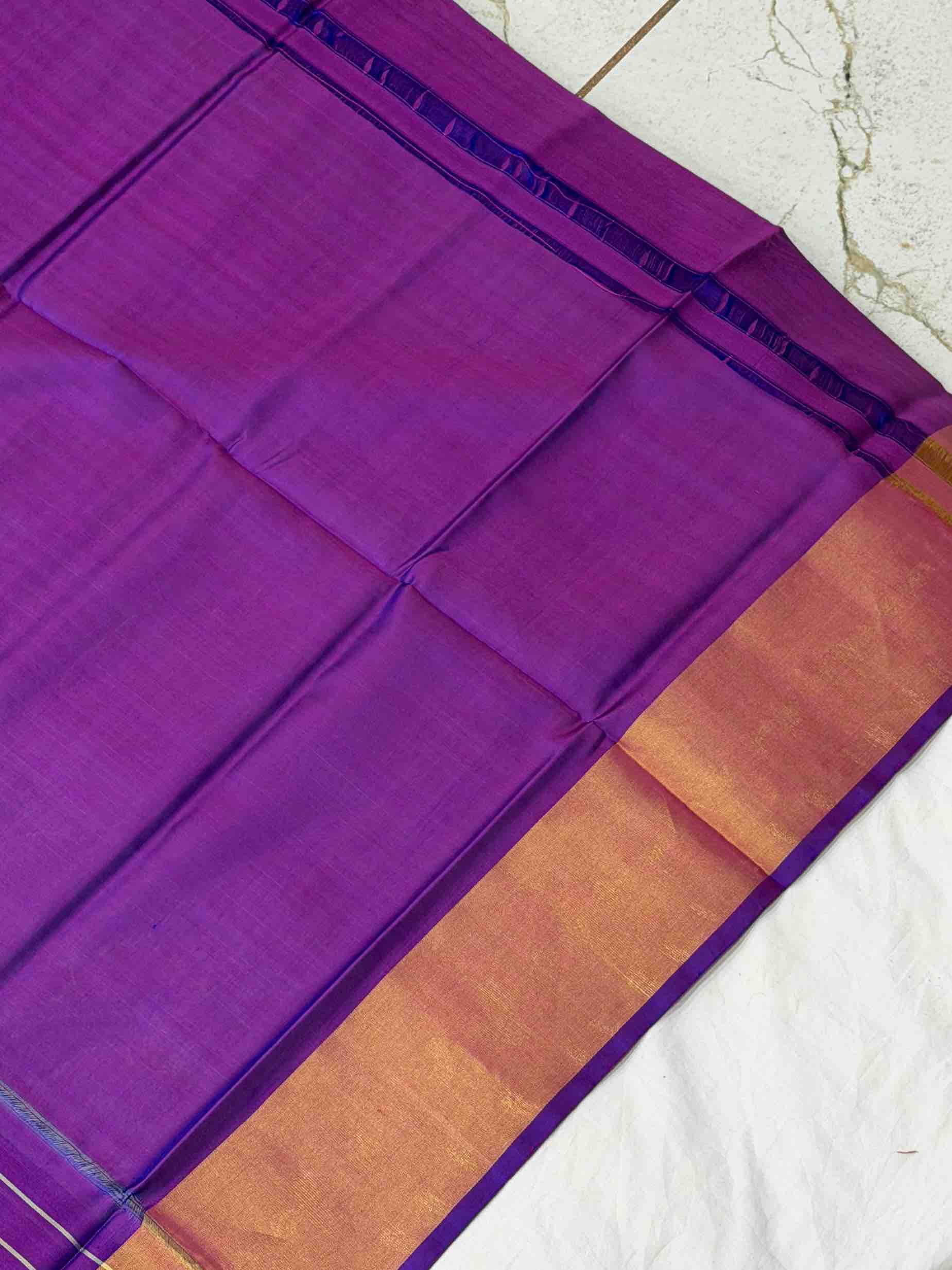 Ganga Jamuna style purple Blue Creeper Design Patola Saree