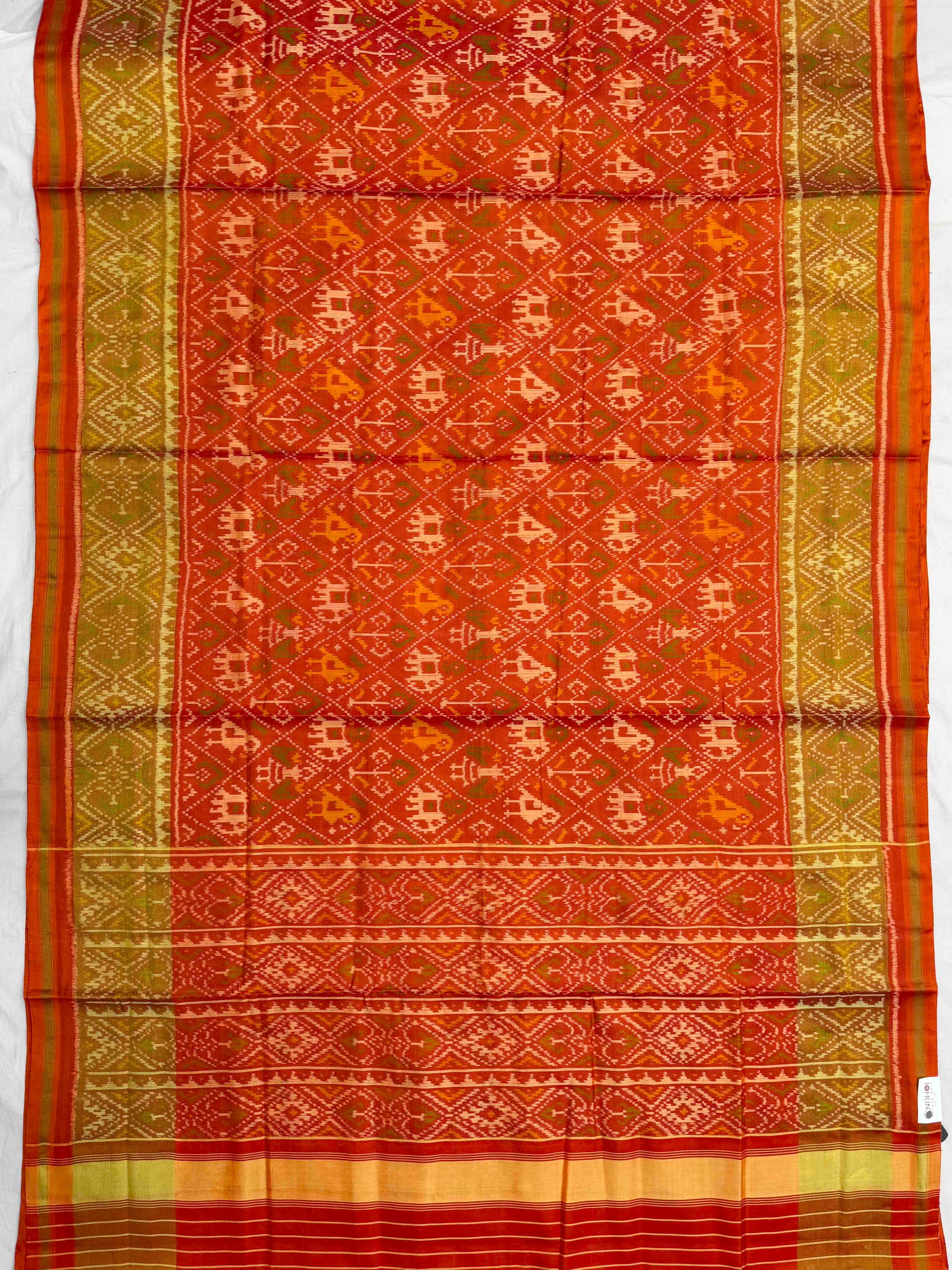 orange narikunj tissue border rajkot patola saree