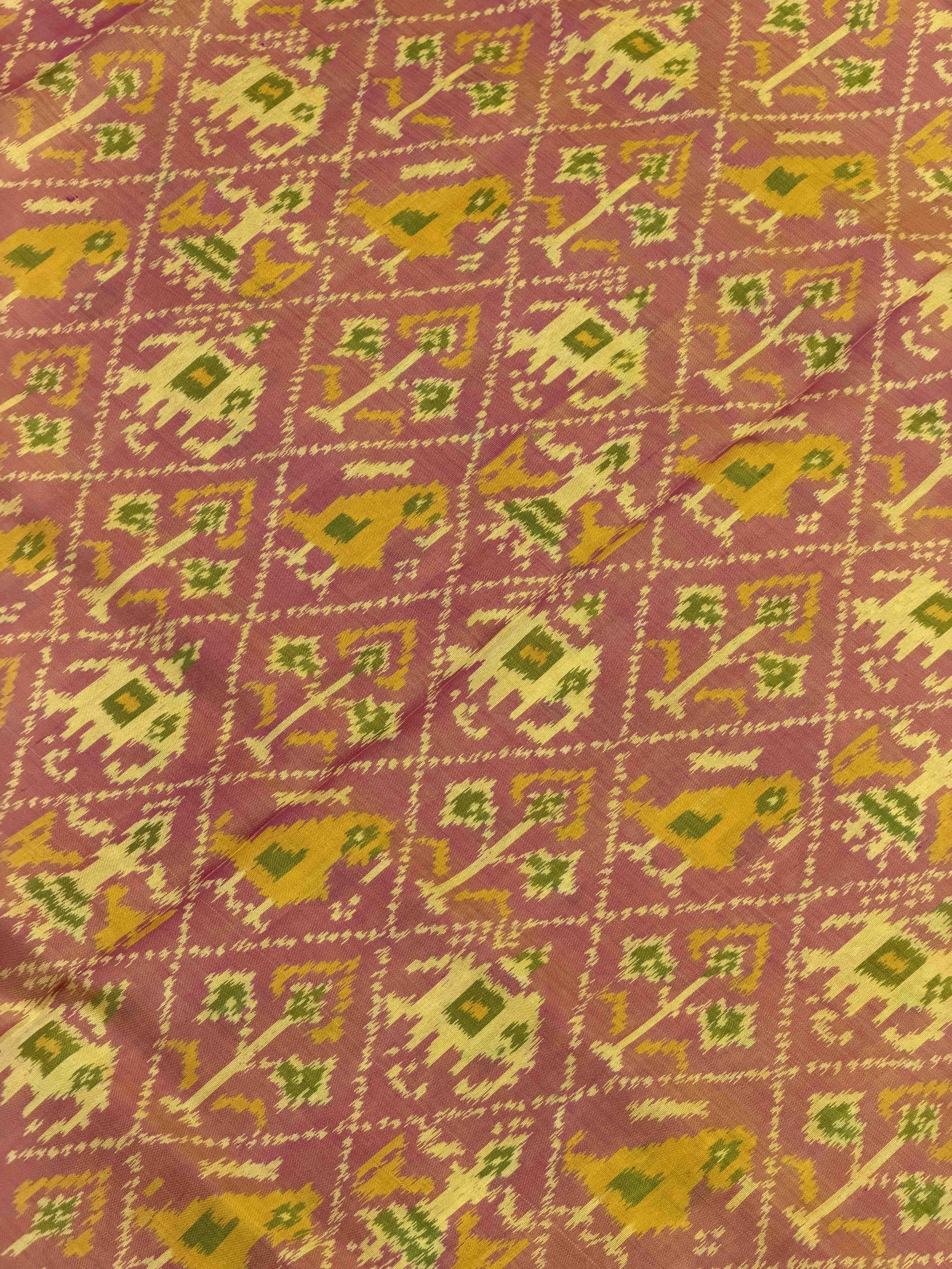 Pink & Peach Narikunj tissue border Rajkot patola Saree