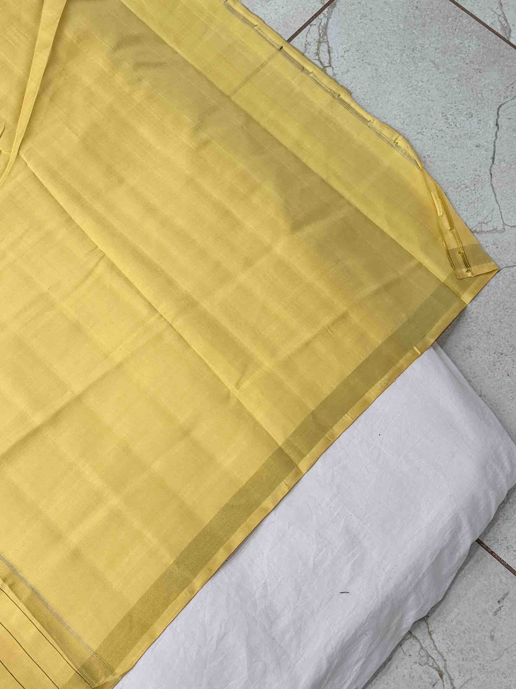 Light Yellow & Light blue with golden shaded Single Ikat patola Saree