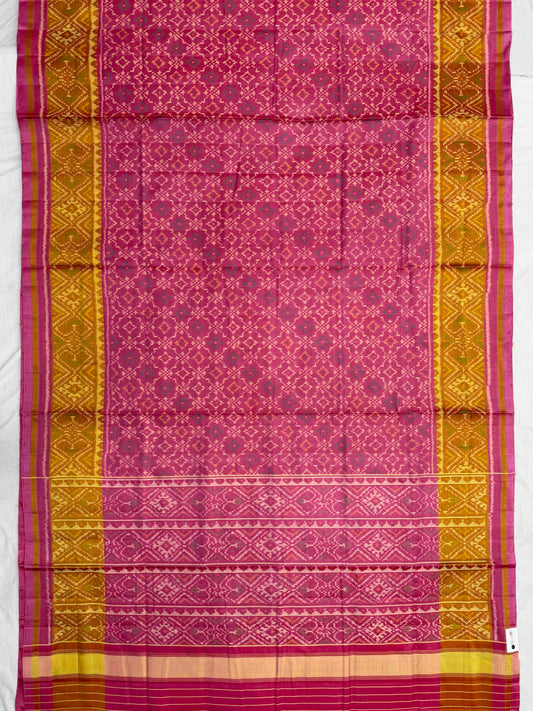 Baby pink button ful rajkot patola saree