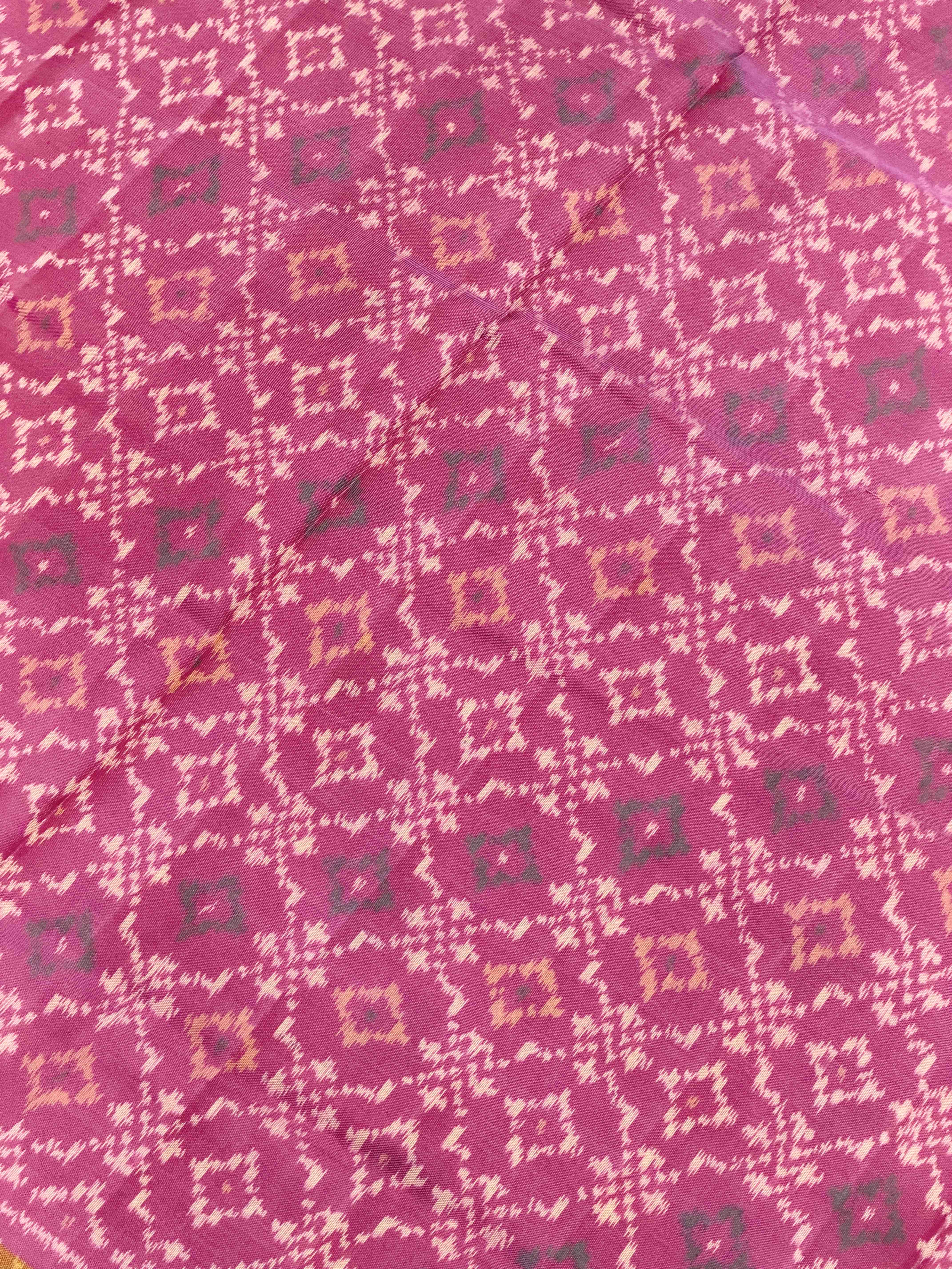 Baby pink button ful rajkot patola saree