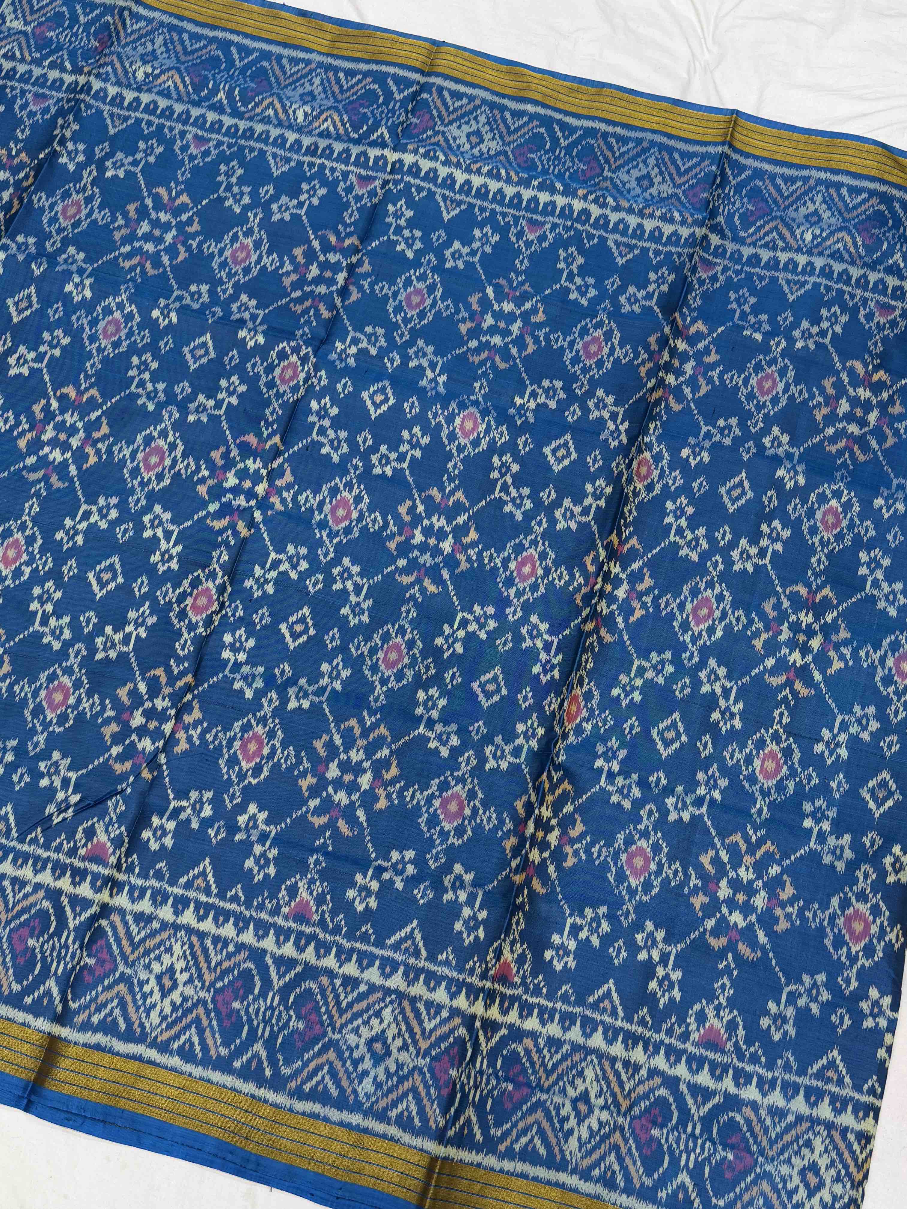 Traditional Peacok blue Navratan Rajkot Patola Saree