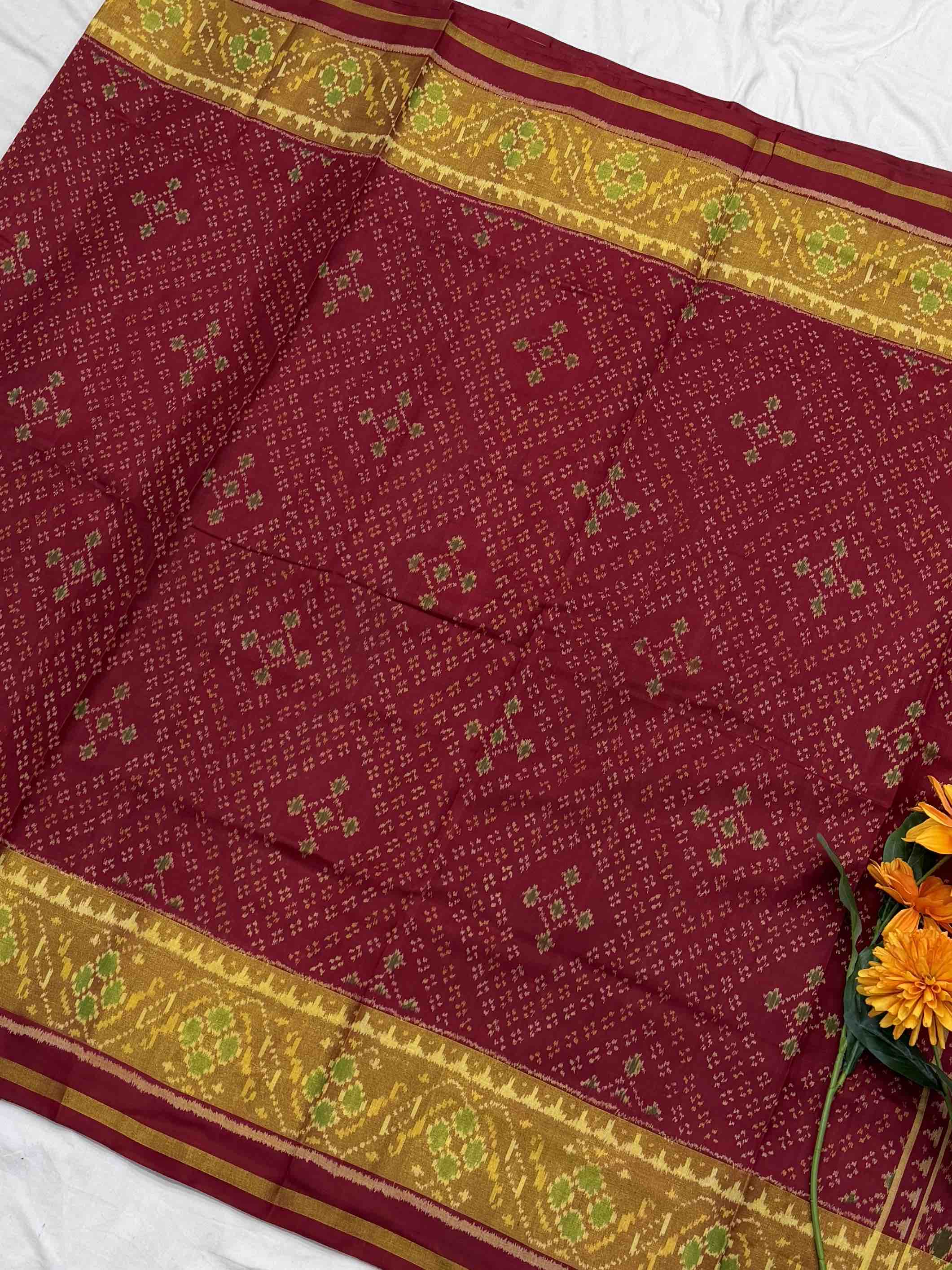 Maroon Bandhani Design Rajkot Patola Saree