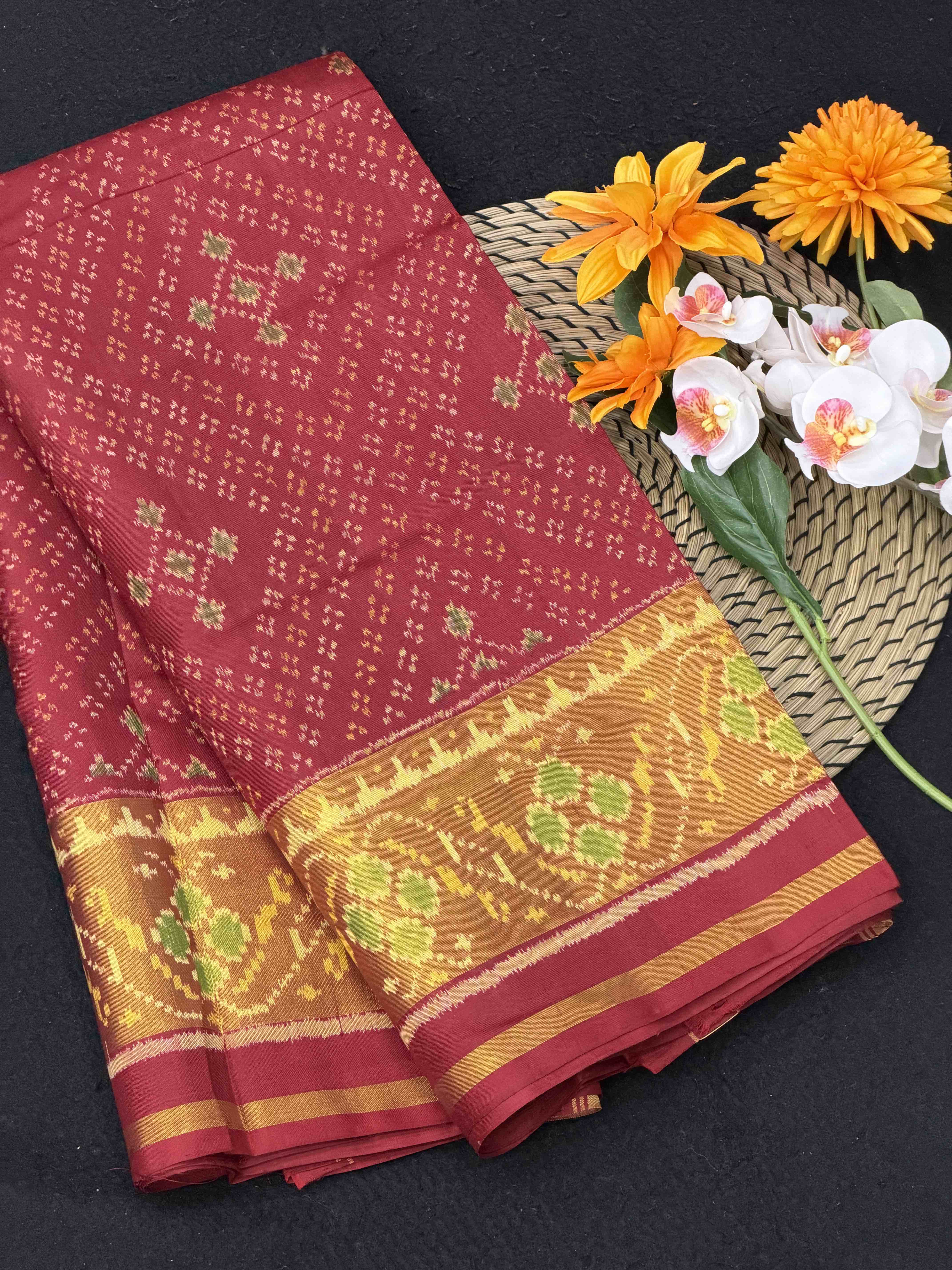 Maroon Bandhani Design Rajkot Patola Saree