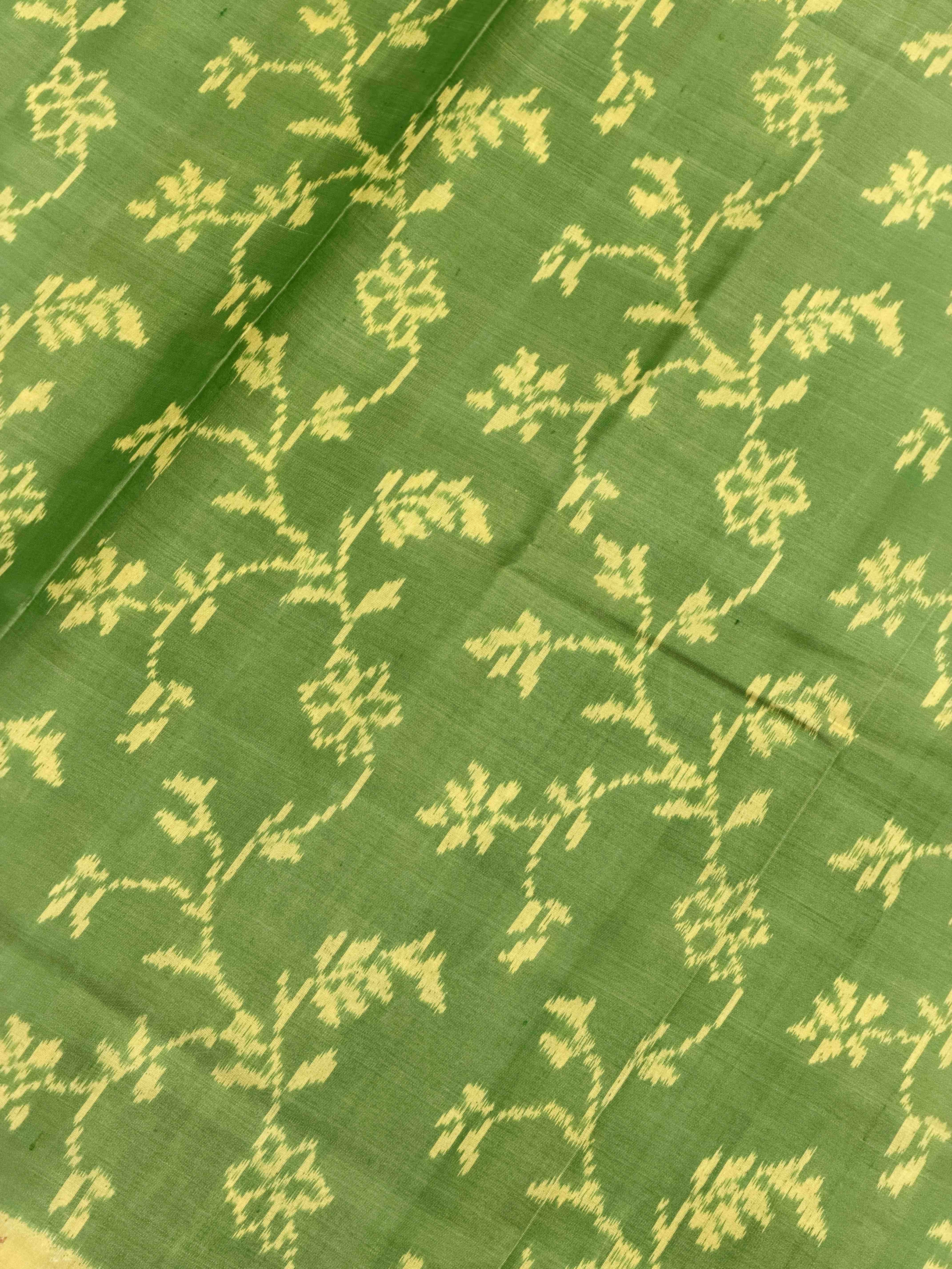 Light yellow & light green Designer Single Ikat Patola Saree